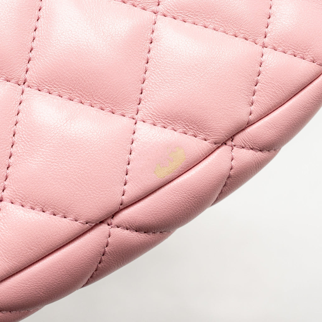 CHANEL 22K HOBO SHOULDER BAG WITH LOGO CHAIN LAMBSKIN PINK GHW (MICROCHIP)