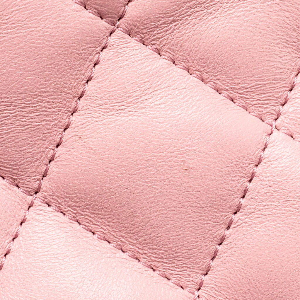 CHANEL 22K HOBO SHOULDER BAG WITH LOGO CHAIN LAMBSKIN PINK GHW (MICROCHIP)