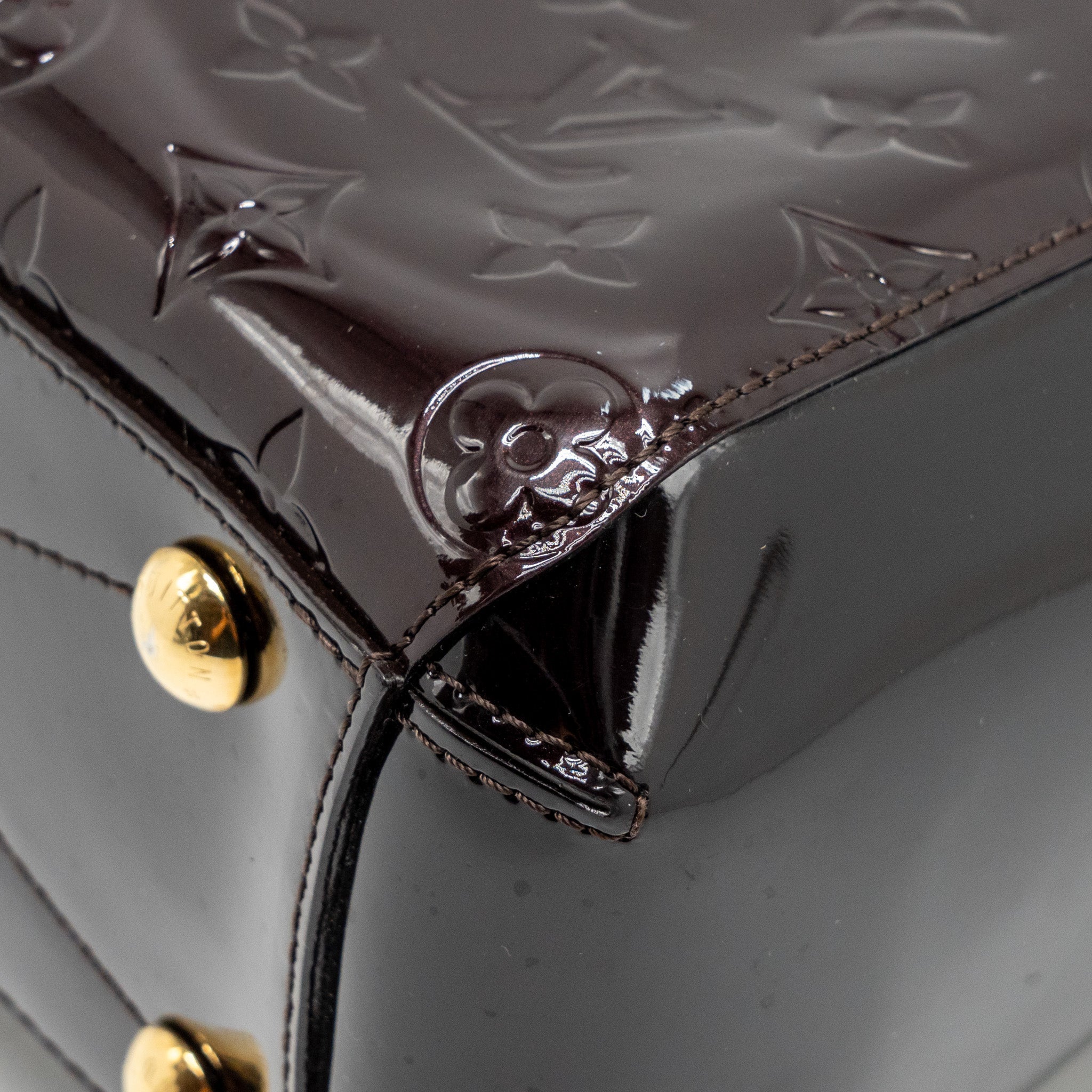 LOUIS VUITTON VERNIS MONTAIGNE BB BAG MONOGRAM PATENT BURGUNDY AMARANTE GHW