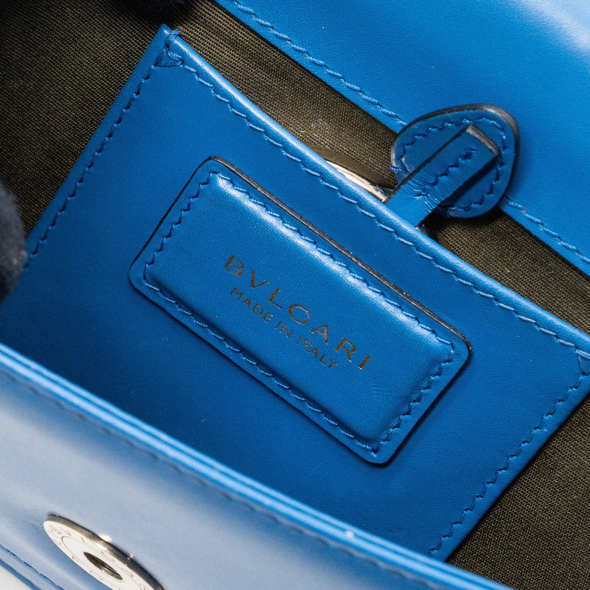 BVLGARI SERPENTI FOREVER FLAP CHAIN BAG CALFSKIN BLUE LGHW