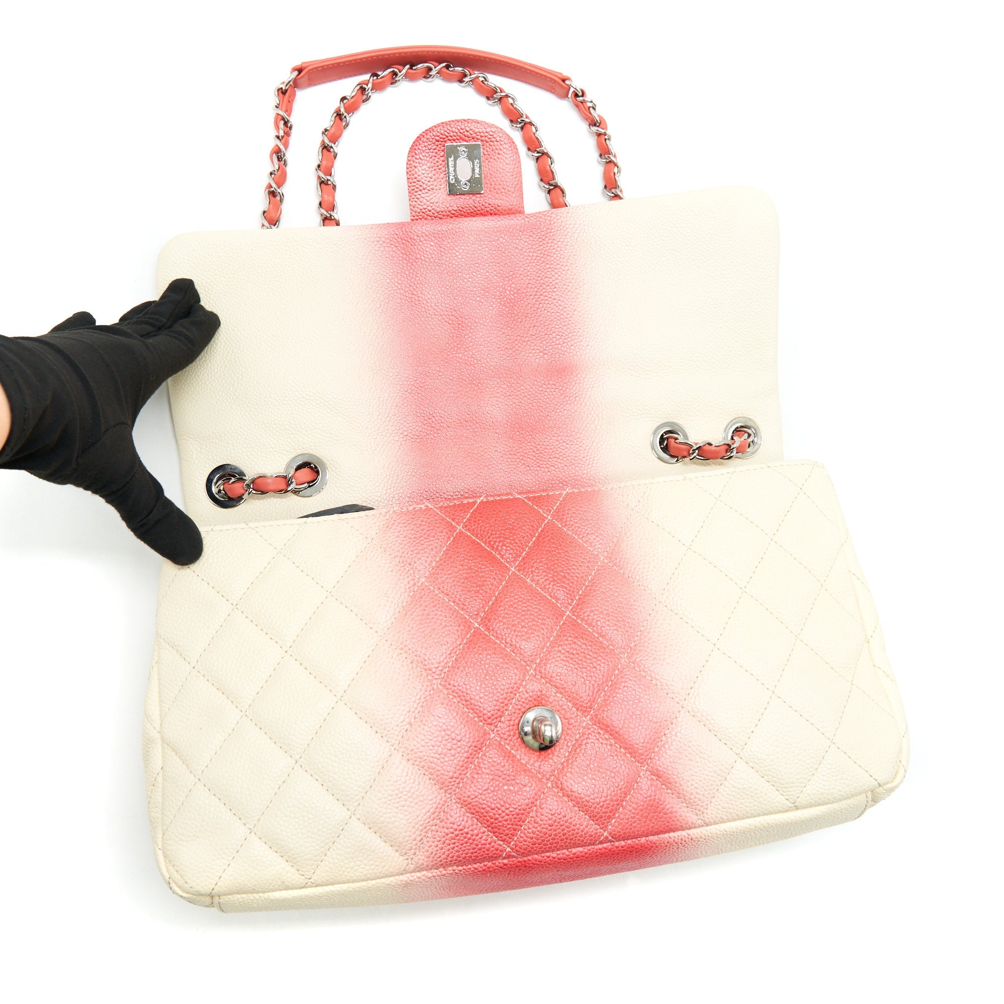 CHANEL MULTI COLOR CAVIAR LARGE FLAP BAG WITH SHW