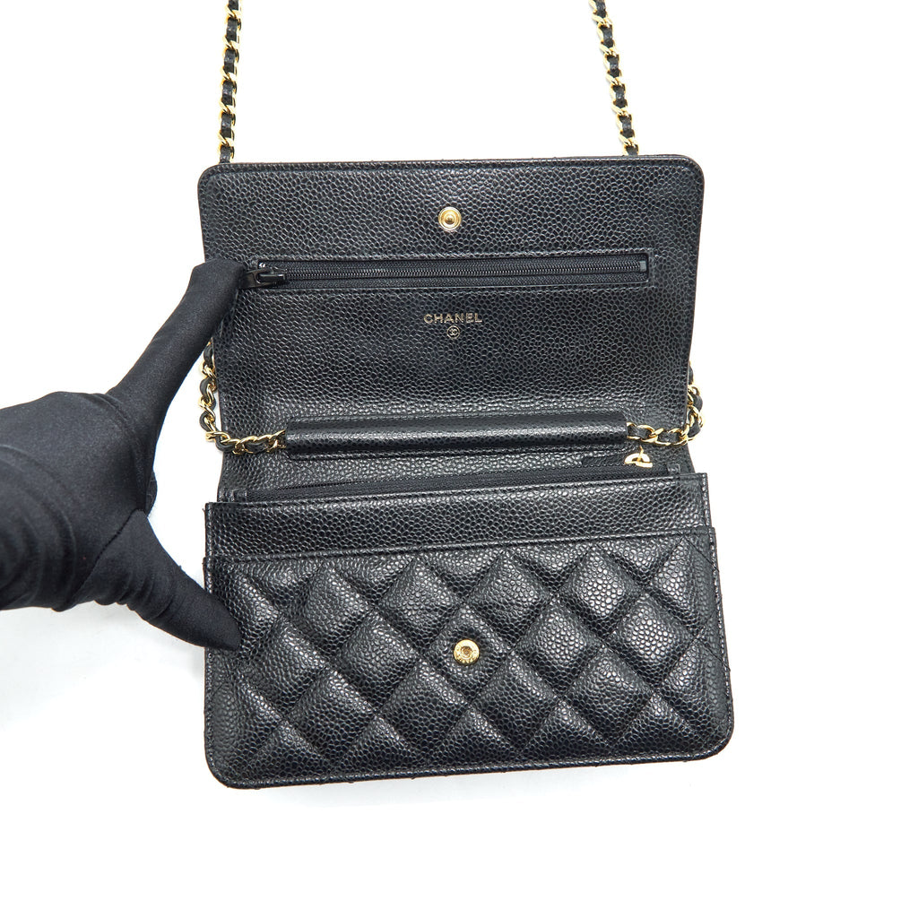 CHANEL CLASSIC WALLET ON CHAIN CAVIAR BLACK GHW
