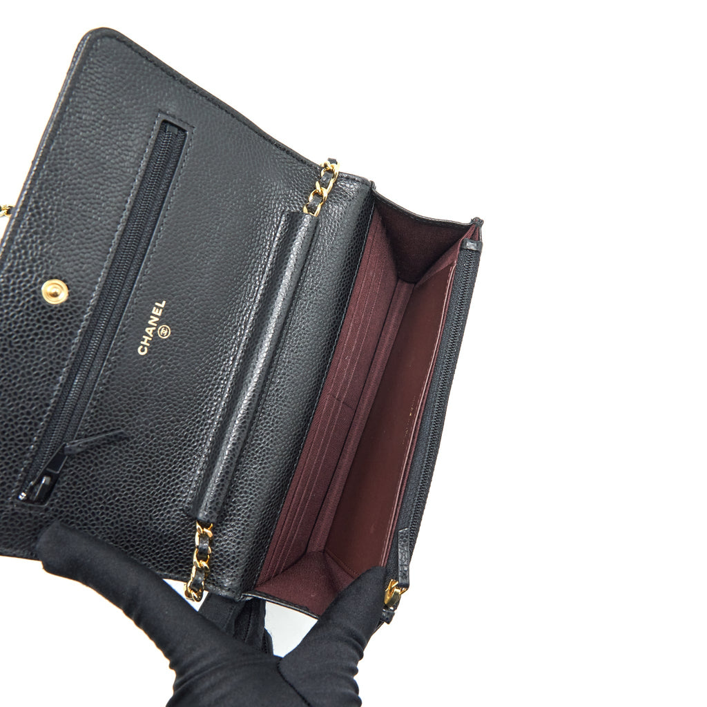 CHANEL CLASSIC WALLET ON CHAIN CAVIAR BLACK GHW