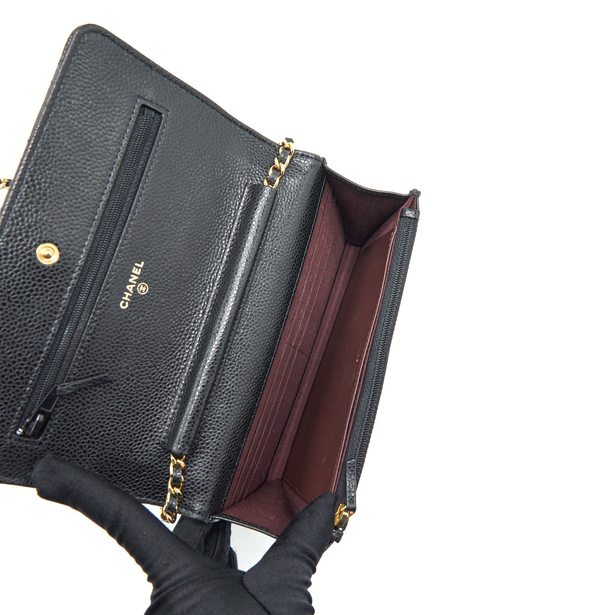 CHANEL CLASSIC WALLET ON CHAIN CAVIAR BLACK GHW