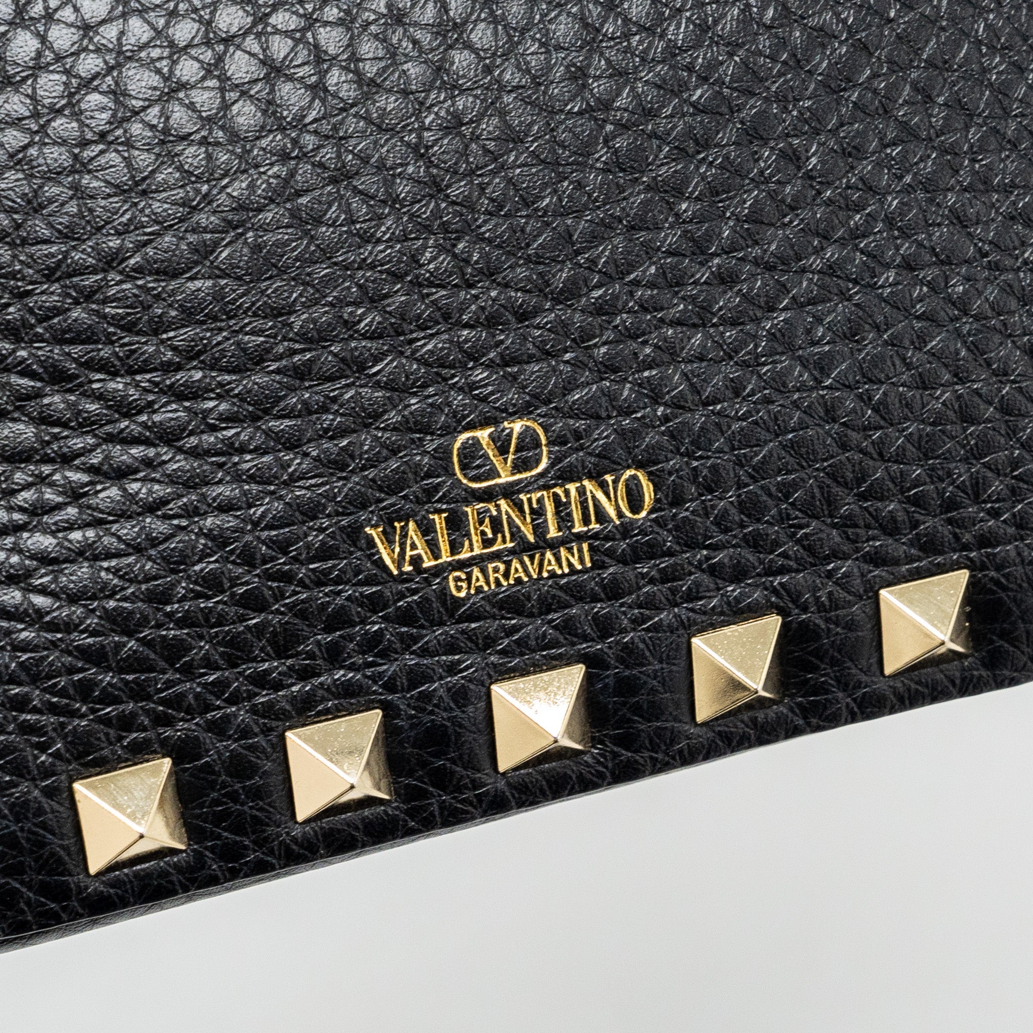 VALENTINO ROCKSTUD SMALL TOP HANDLE SHOULDER BAG CALFSKIN BLACK LGHW