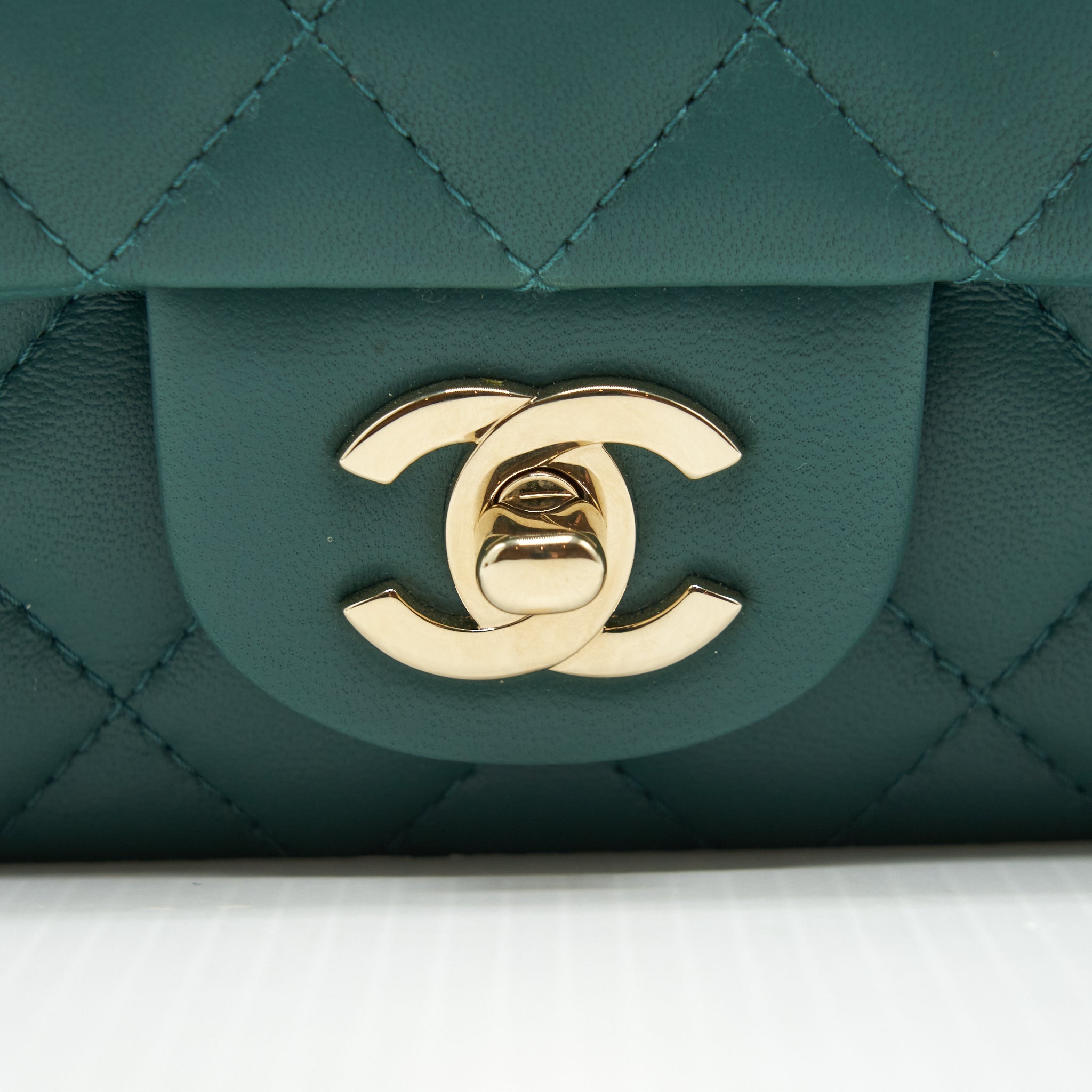 CHANEL 21A MINI RECTANGULAR FLAP BAG LAMBSKIN LIGHT GREEN LGHW (MICROCHIP)
