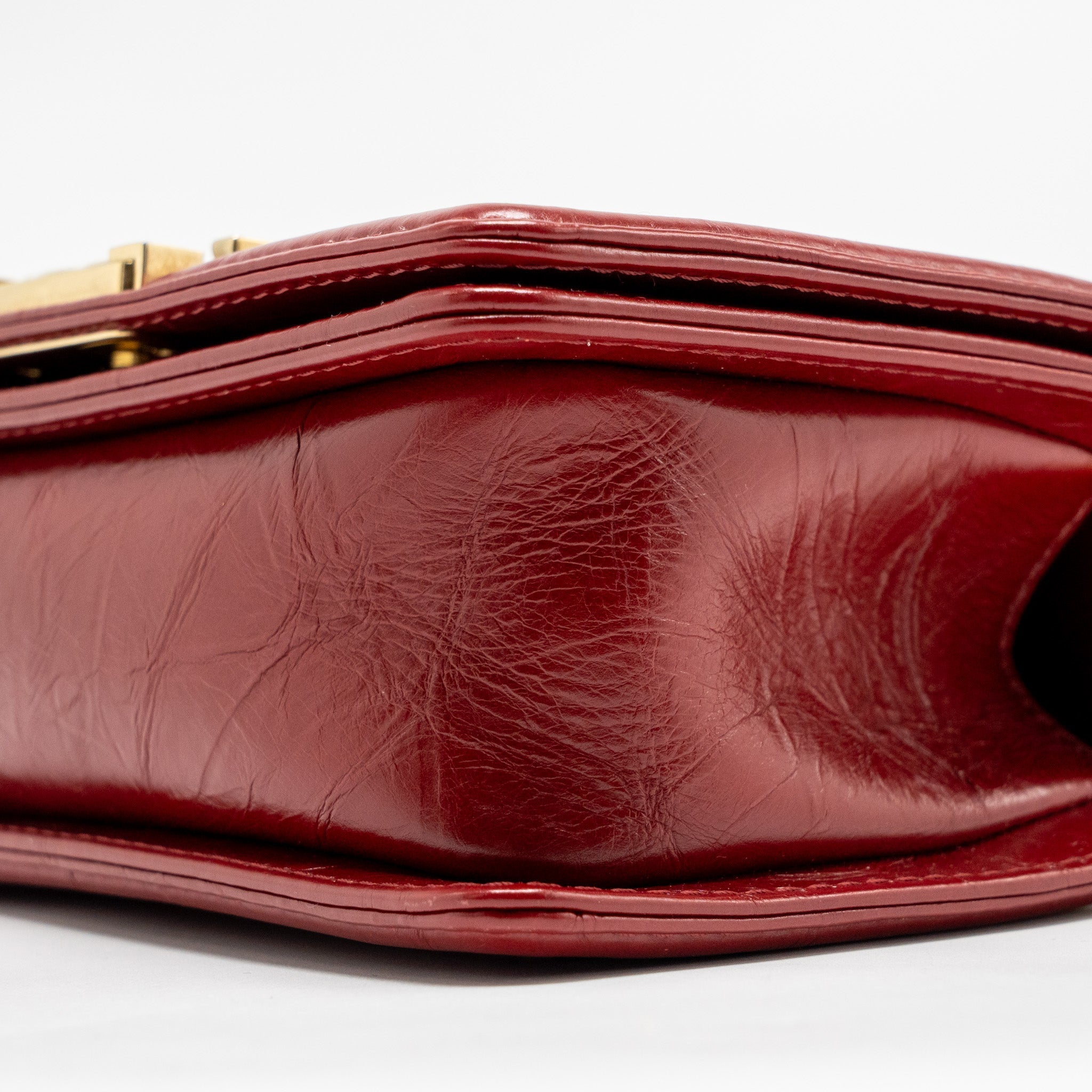 CHANEL SMALL JACKET BOY BAG AGED CALFSKIN RED GHW