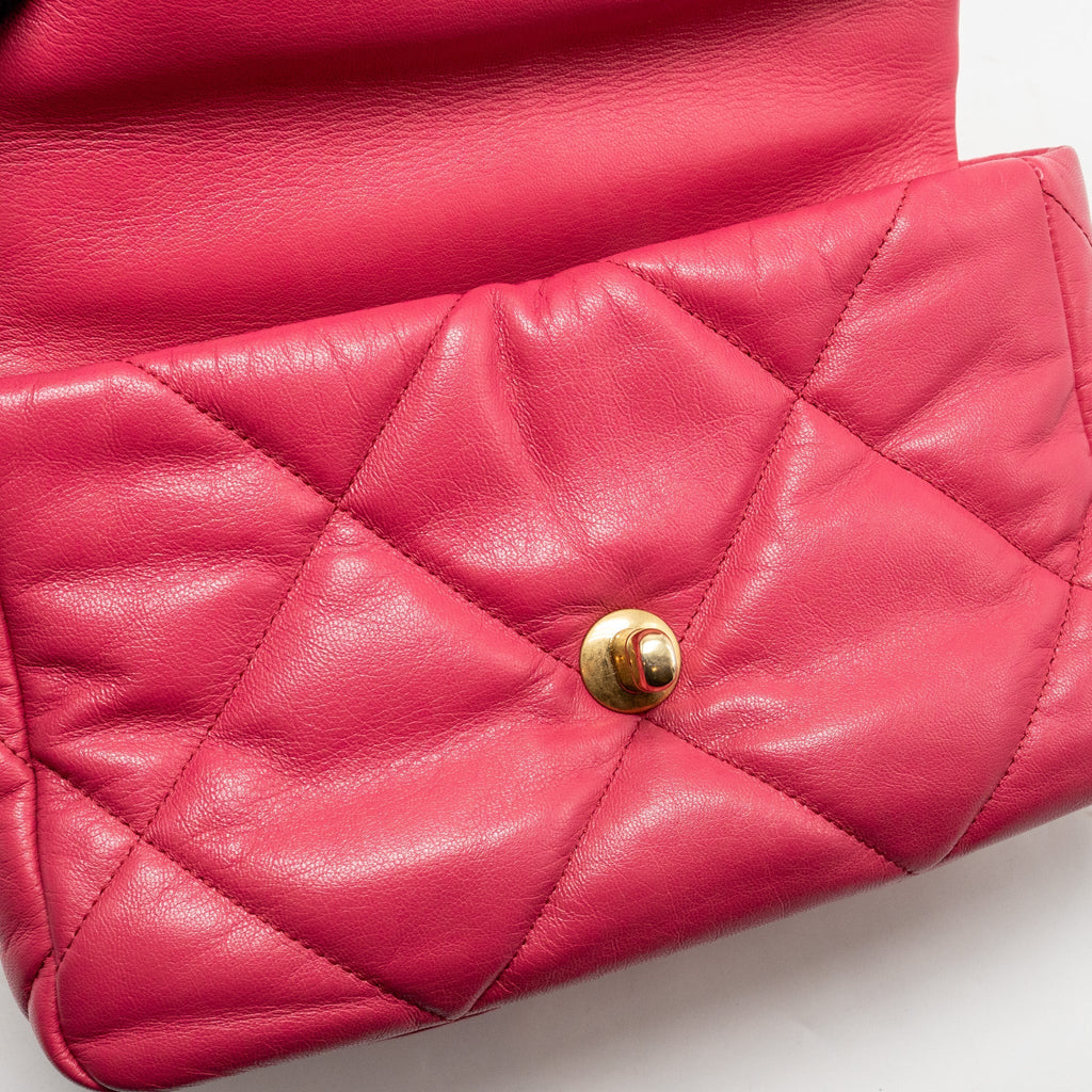 CHANEL SMALL 19 BAG LAMBSKIN PINK MULTICOLOUR HARDWARE