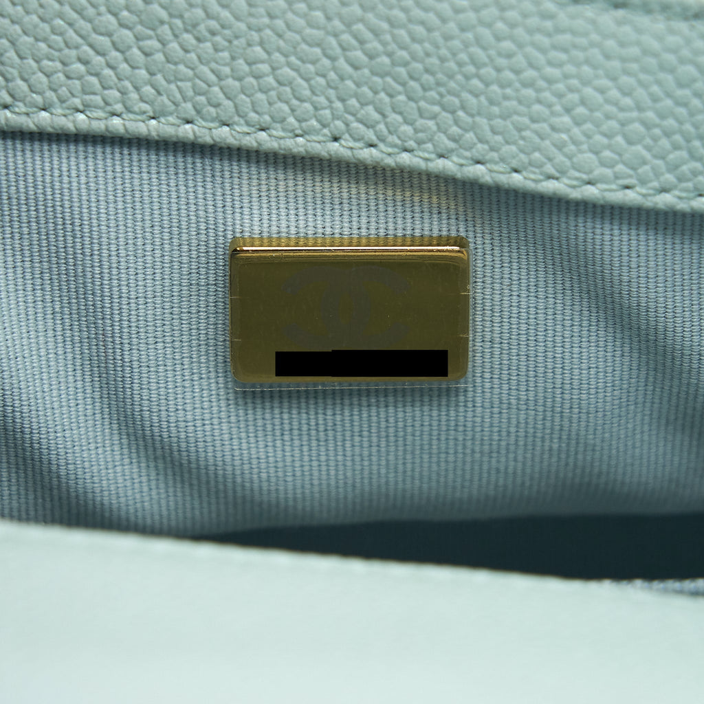 CHANEL 21K MY PERFECT MINI FLAP BAG CAVIAR IRIDESCENT PASTEL GREEN GHW (MICROCHIP)