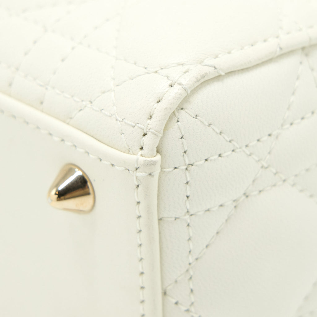 DIOR SMALL LADY DIOR LAMBSKIN WHITE LGHW