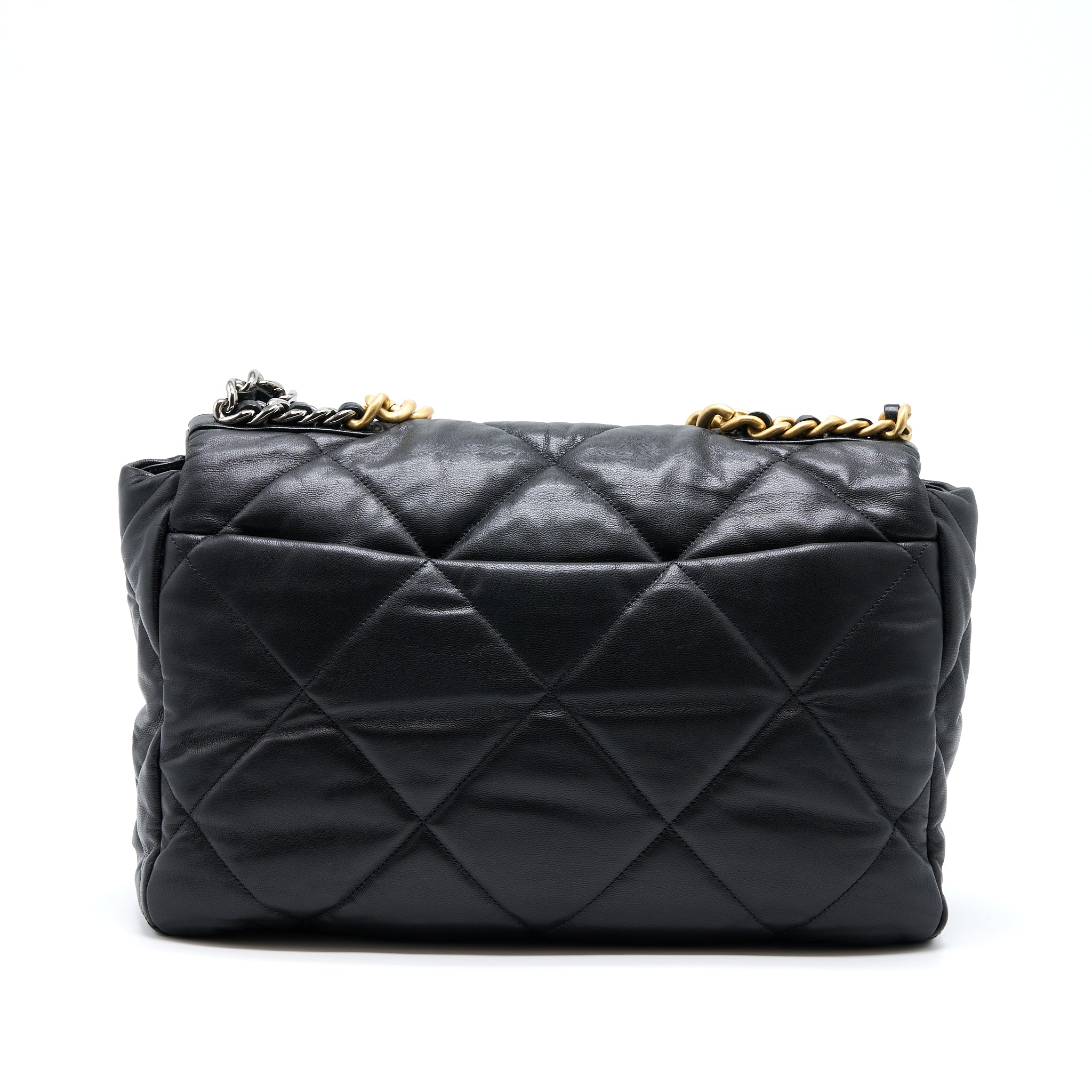 CHANEL MAXI 19 BAG GOATSKIN BLACK MULTICOLOUR HARDWARE