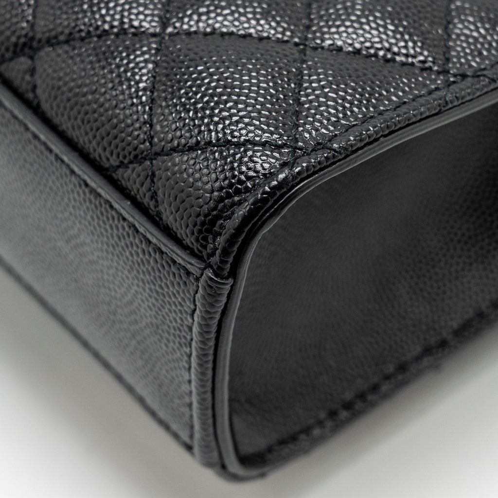SAINT LAURENT/YSL MEDIUM ENVELOPE CHAIN BAG GRAINED CALFSKIN MIX MATELASSE BLACK SHW