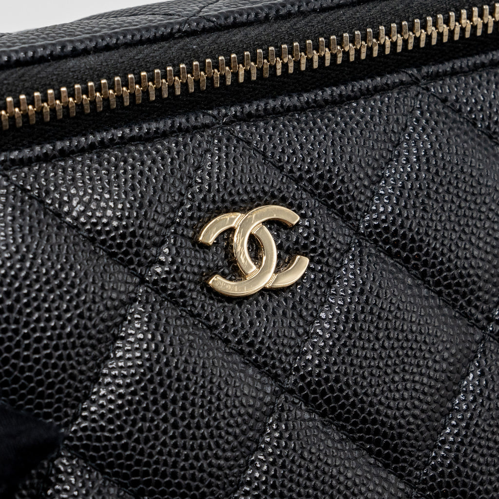 CHANEL LONG VANITY CASE CAVIAR BLACK LGHW
