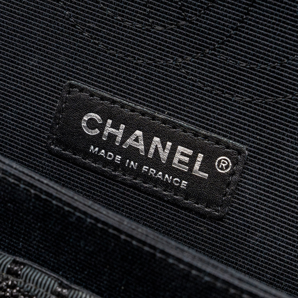 CHANEL MEDIUM CLASSIC DOUBLE FLAP BAG TWEED BLACK SHW