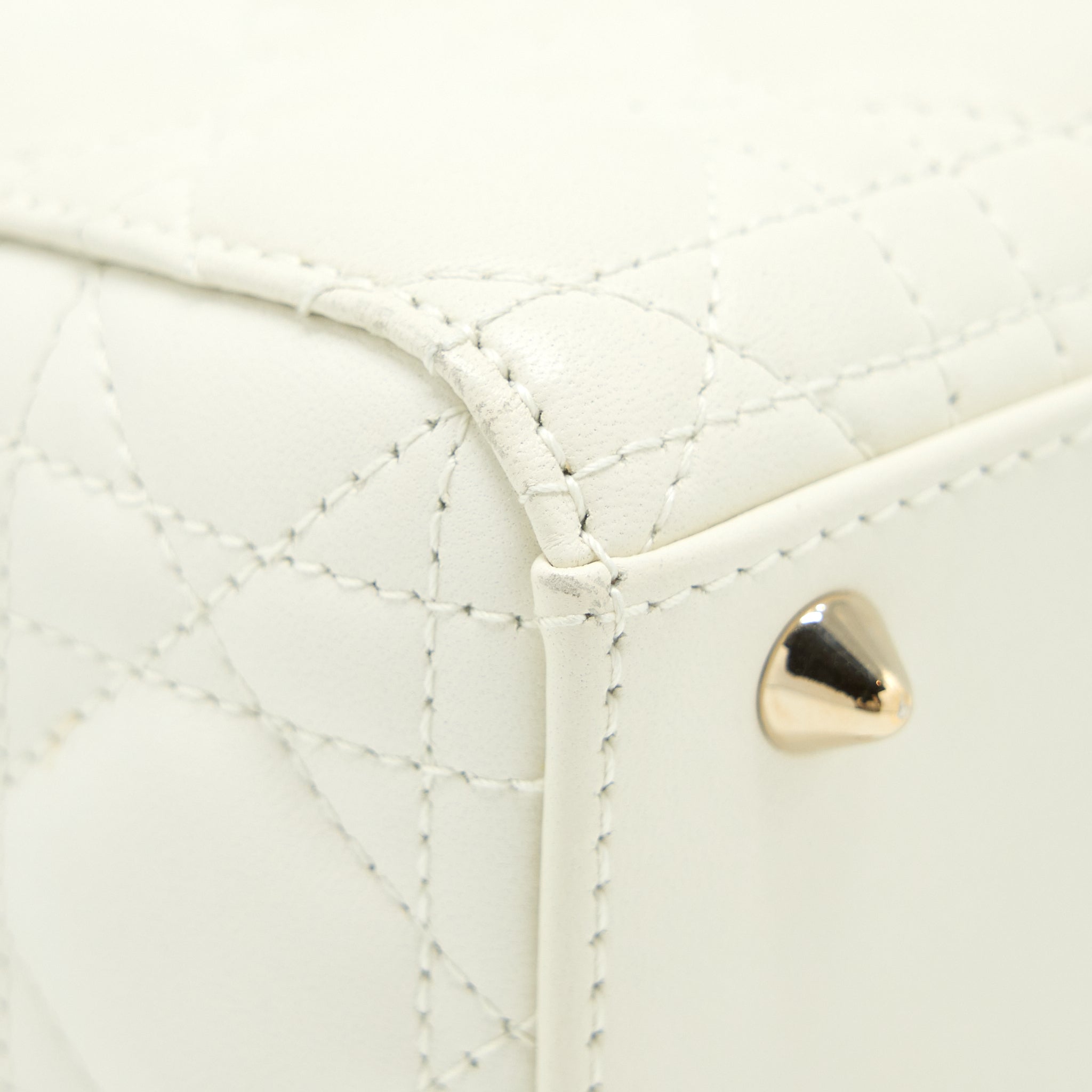 DIOR SMALL LADY DIOR LAMBSKIN WHITE LGHW