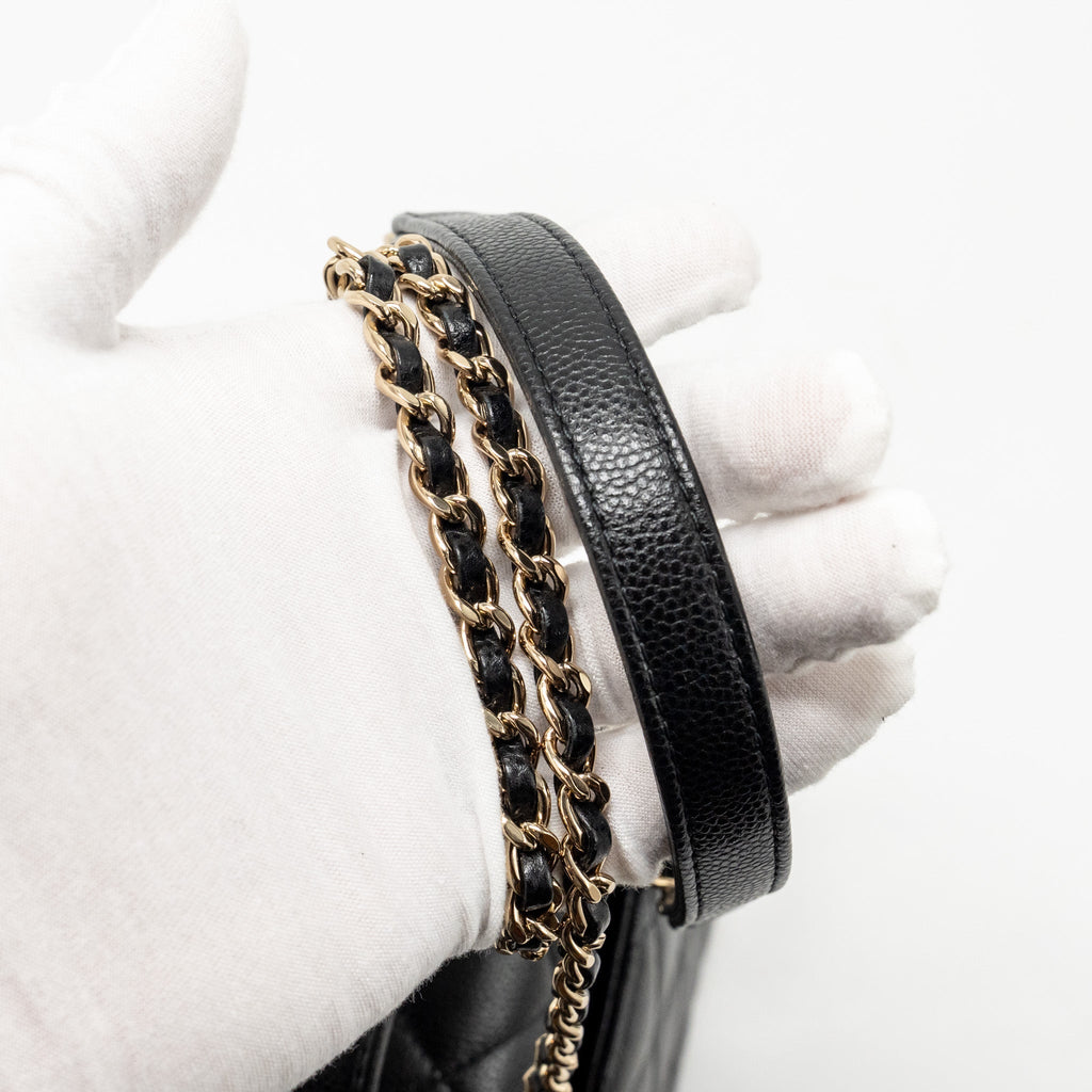 CHANEL SMALL BUSINESS AFFINITY CAVIAR BLACK LGHW