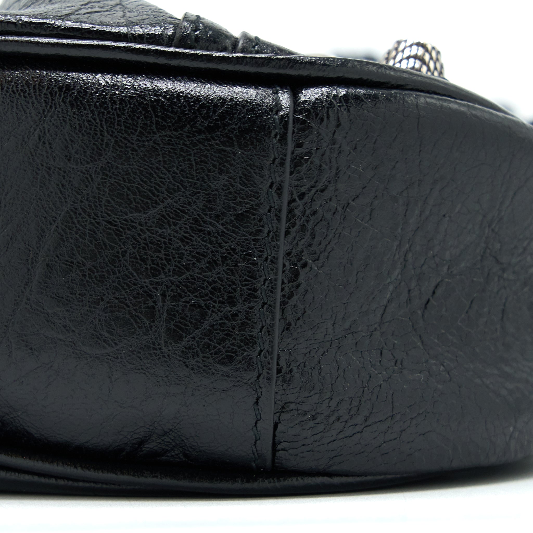 BALENCIAGA LE CAGOLE XS SHOULDER BAG ARENA LAMBSKIN BLACK SHW