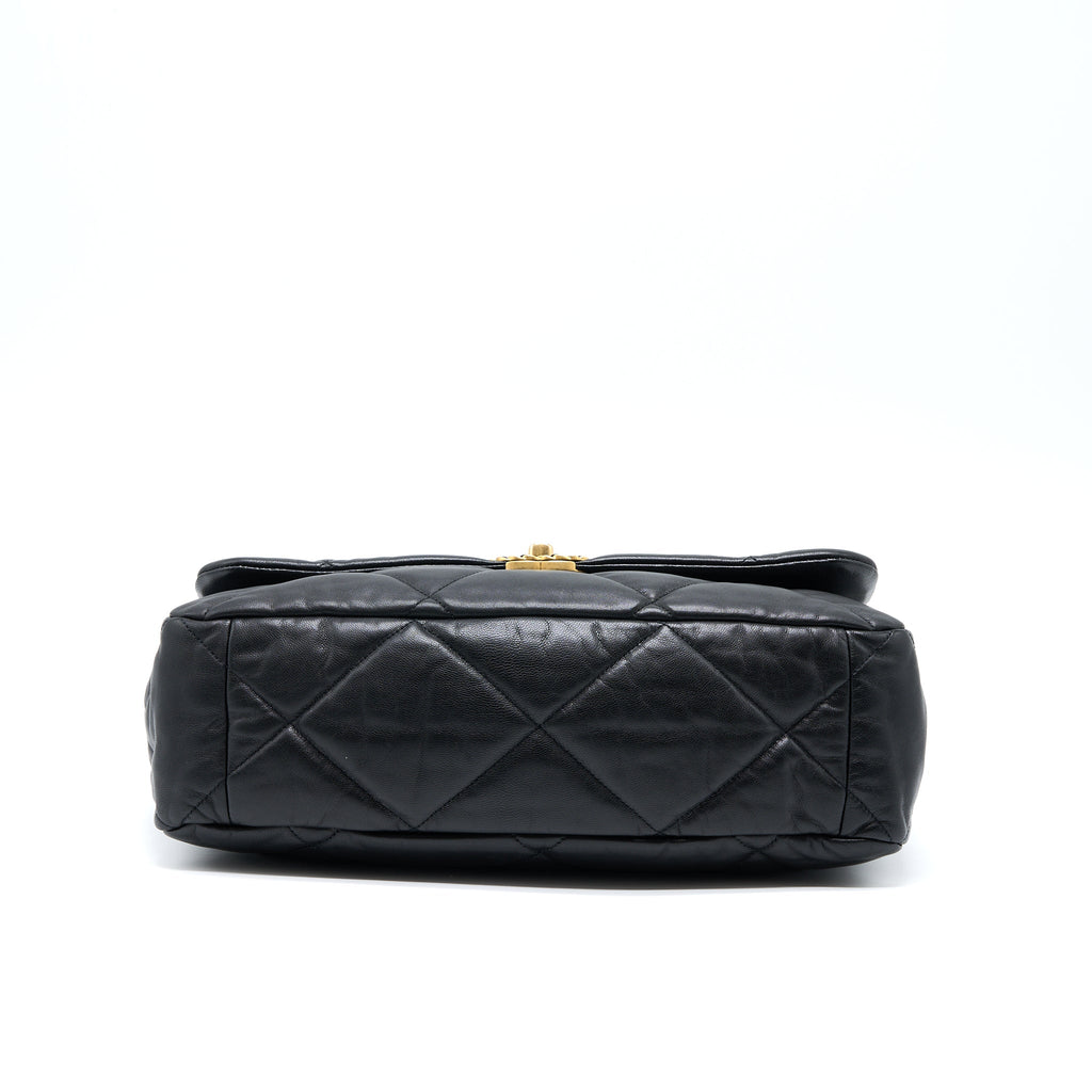 CHANEL MAXI 19 BAG GOATSKIN BLACK MULTICOLOUR HARDWARE