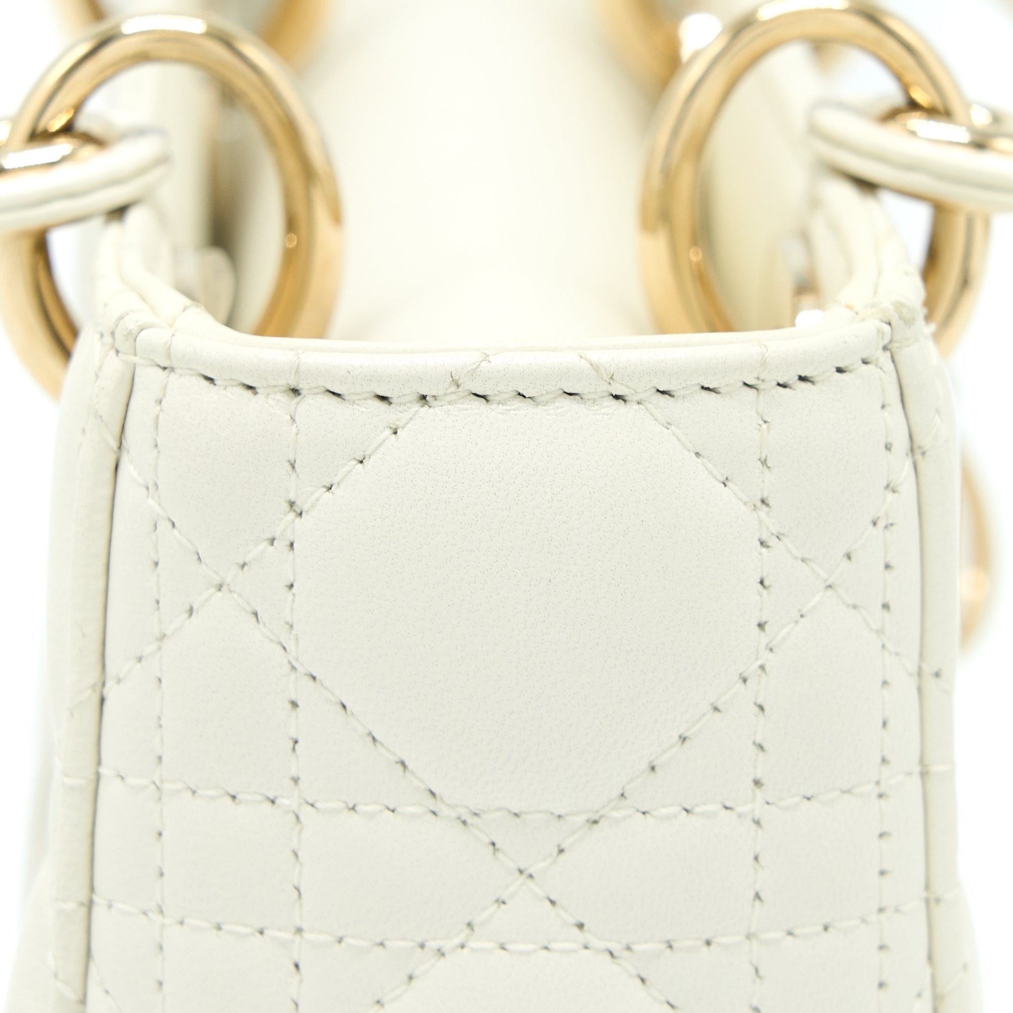 DIOR SMALL LADY DIOR LAMBSKIN WHITE LGHW