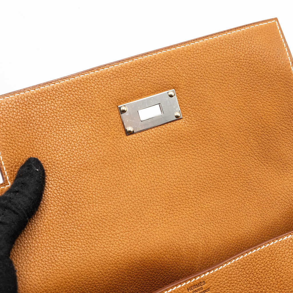 HERMES KELLY MESSANGER PM BAG BARENIA FAUBOURG LEATHER 34 FAUVE SHW