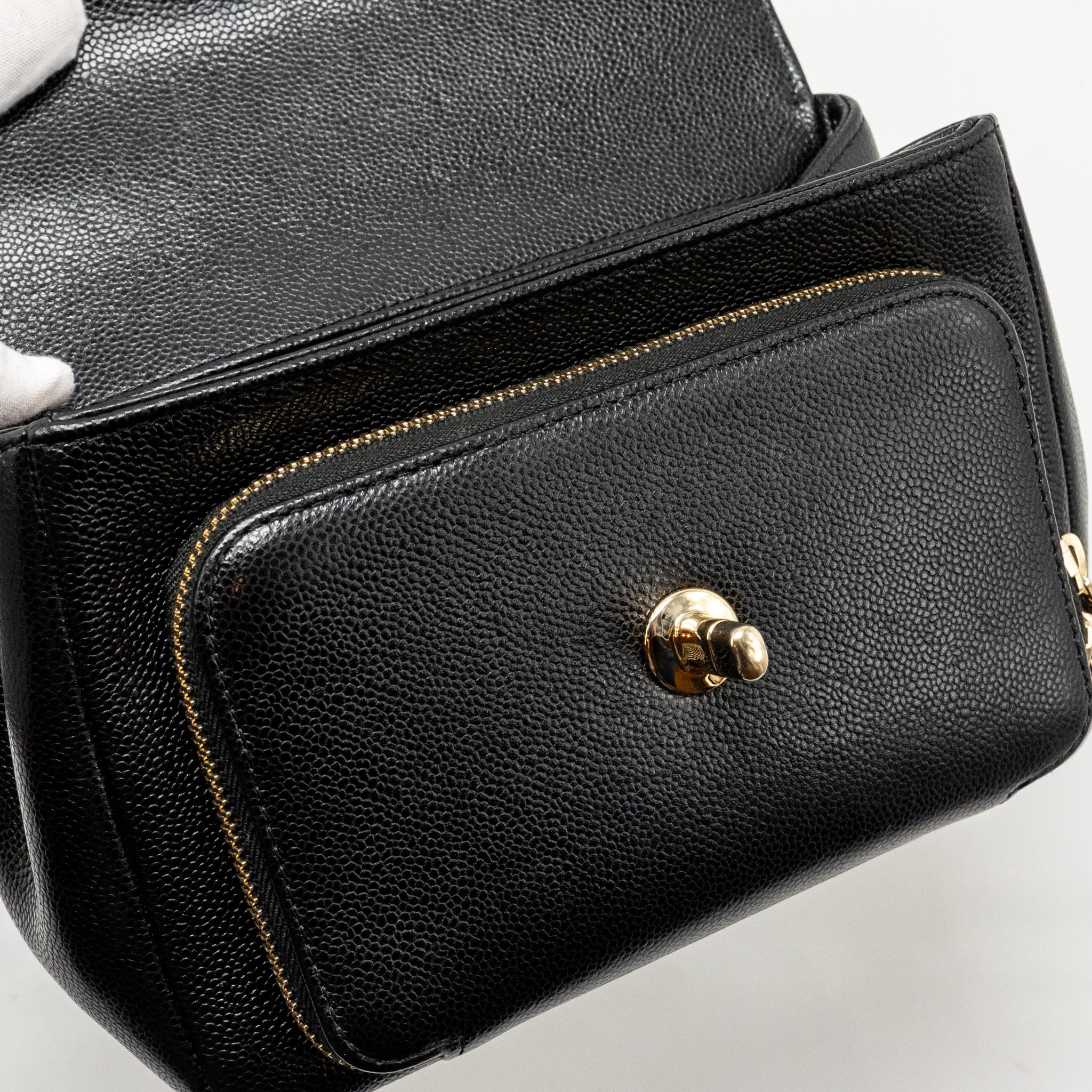 CHANEL SMALL BUSINESS AFFINITY CAVIAR BLACK LGHW