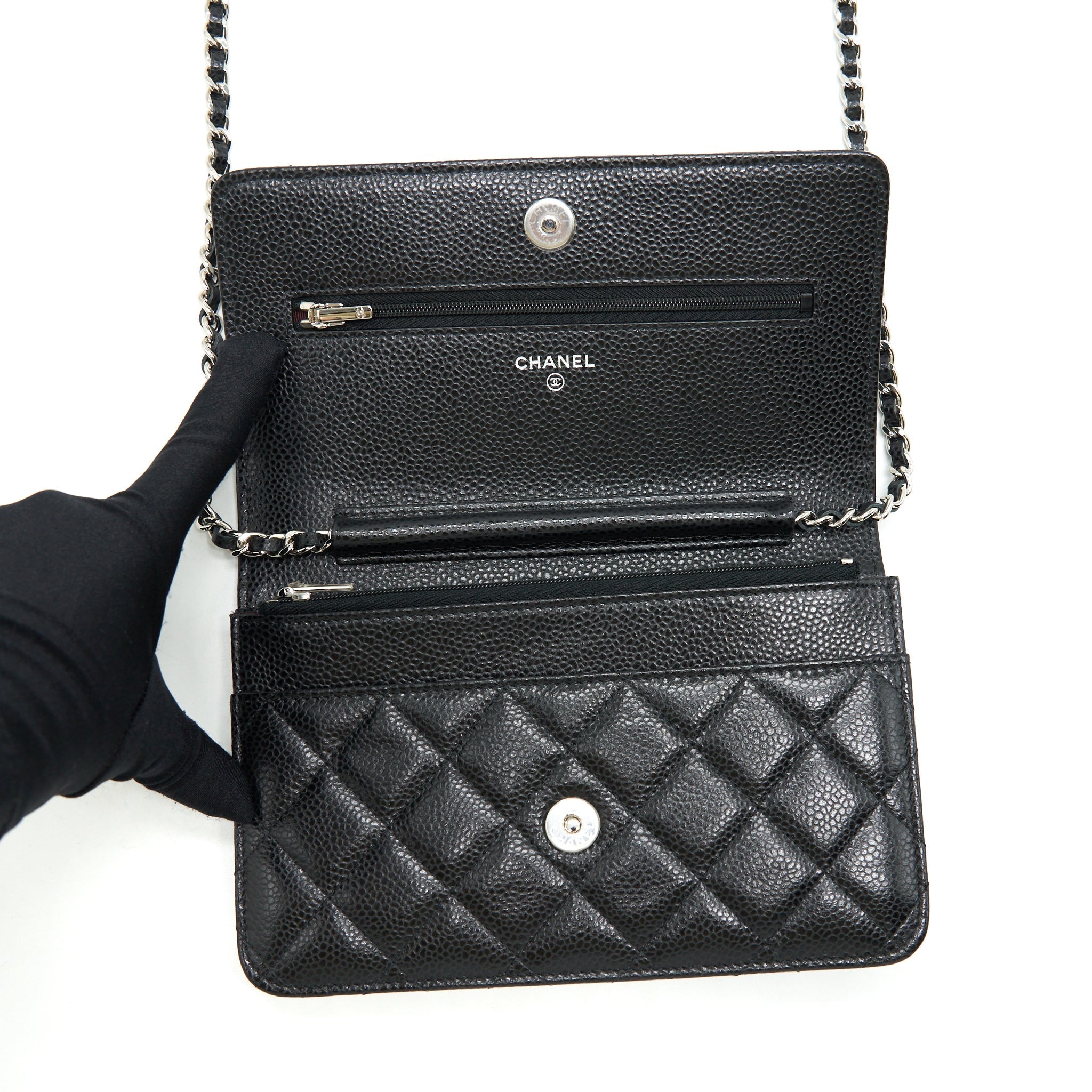 CHANEL CLASSIC WALLET ON CHAIN CAVIAR BLACK SHW