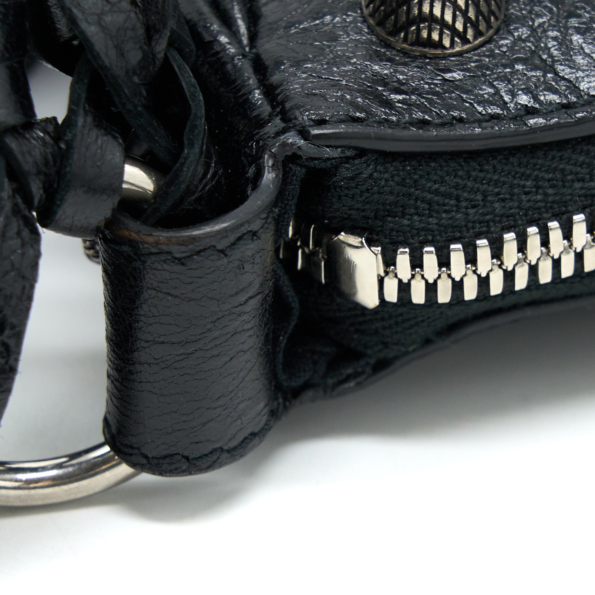 BALENCIAGA LE CAGOLE XS SHOULDER BAG ARENA LAMBSKIN BLACK SHW