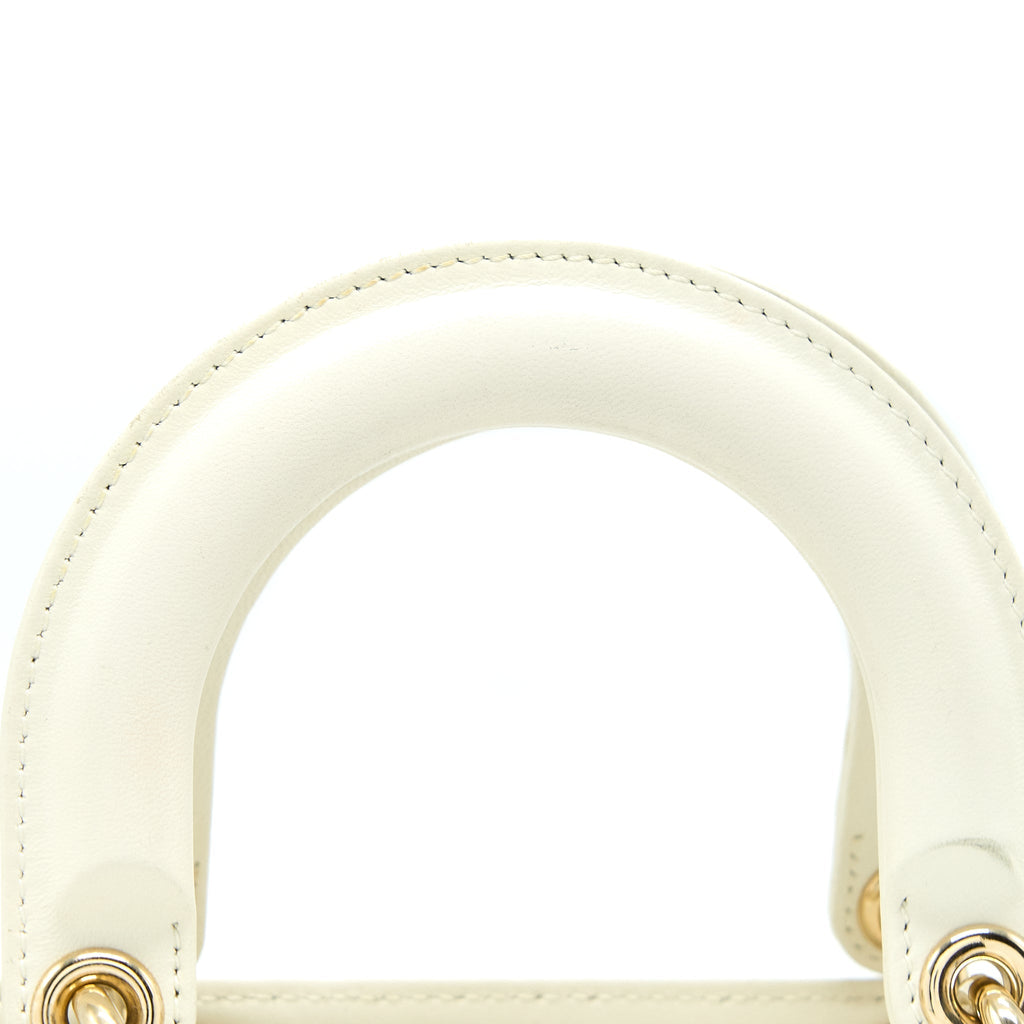 DIOR SMALL LADY DIOR LAMBSKIN WHITE LGHW