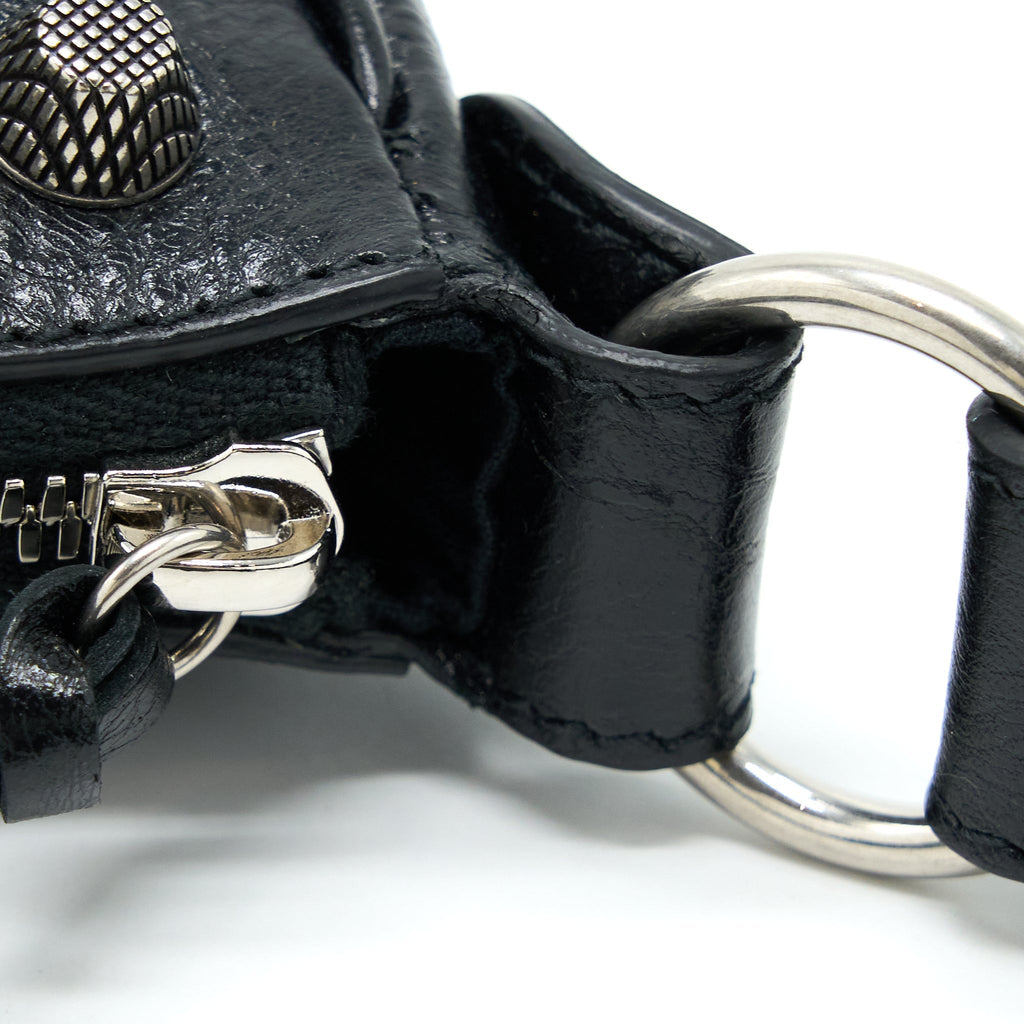 BALENCIAGA LE CAGOLE XS SHOULDER BAG ARENA LAMBSKIN BLACK SHW