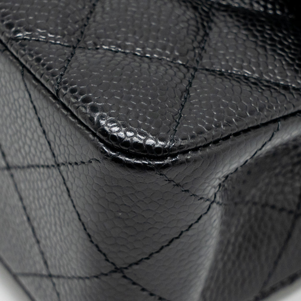 CHANEL SMALL CLASSIC DOUBLE FLAP BAG CAVIAR BLACK SHW