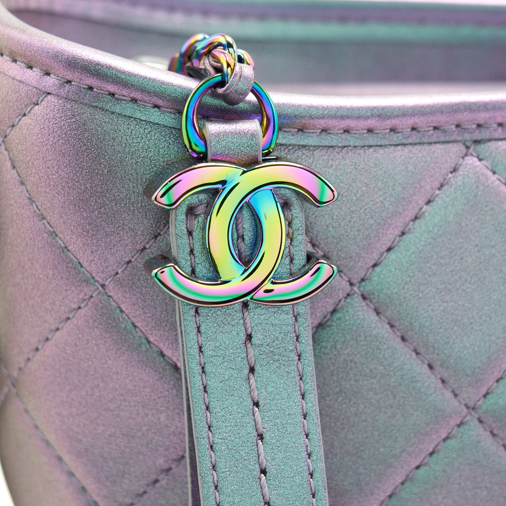 CHANEL LARGE GABRIELLE HOBO LAMBSKIN/CALFSKIN IRIDESCENT PURPLE RAINBOW COLOUR MULTICOLOUR HARDWARE