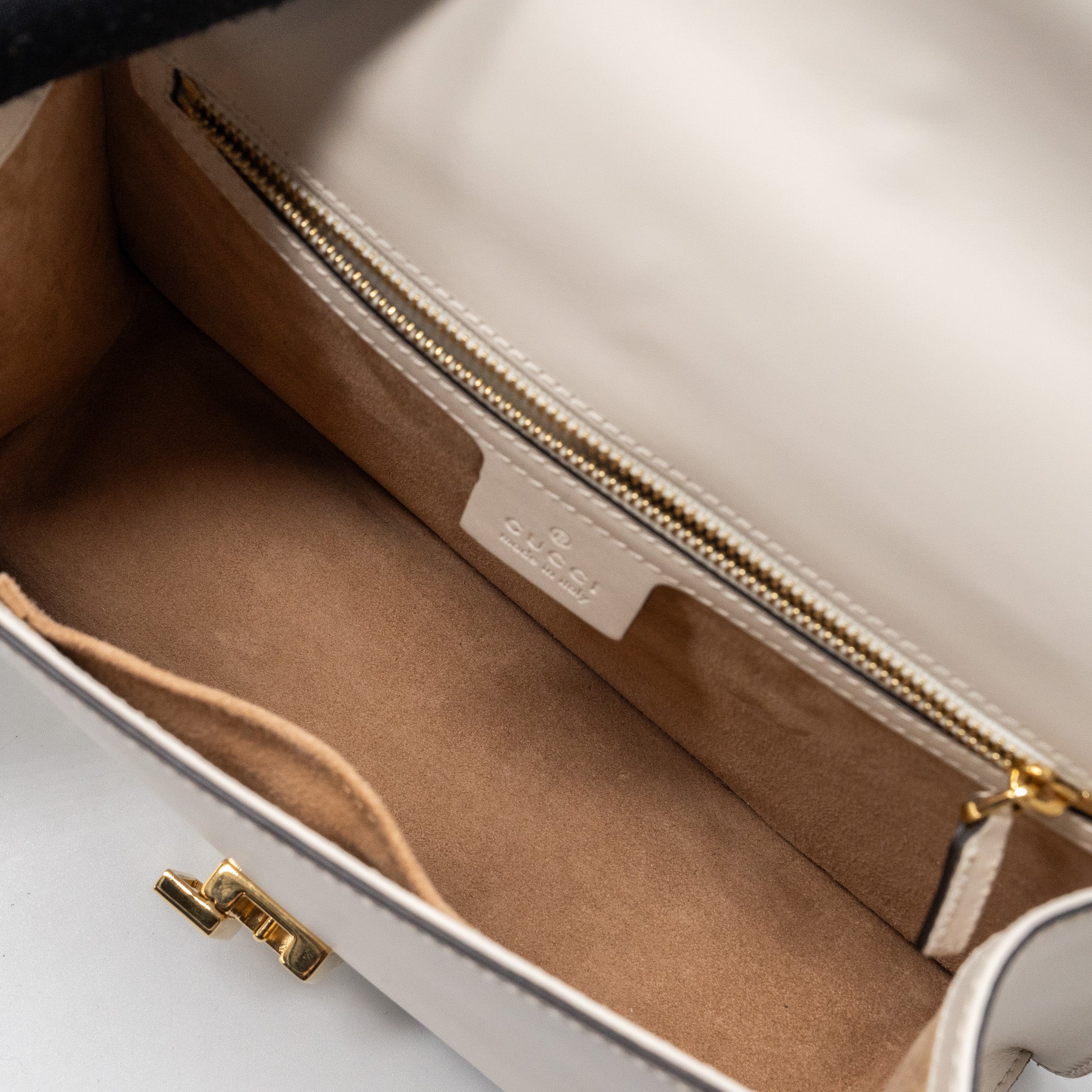GUCCI SYLVIE SHOULDER BAG CALFSKIN WHITE GHW