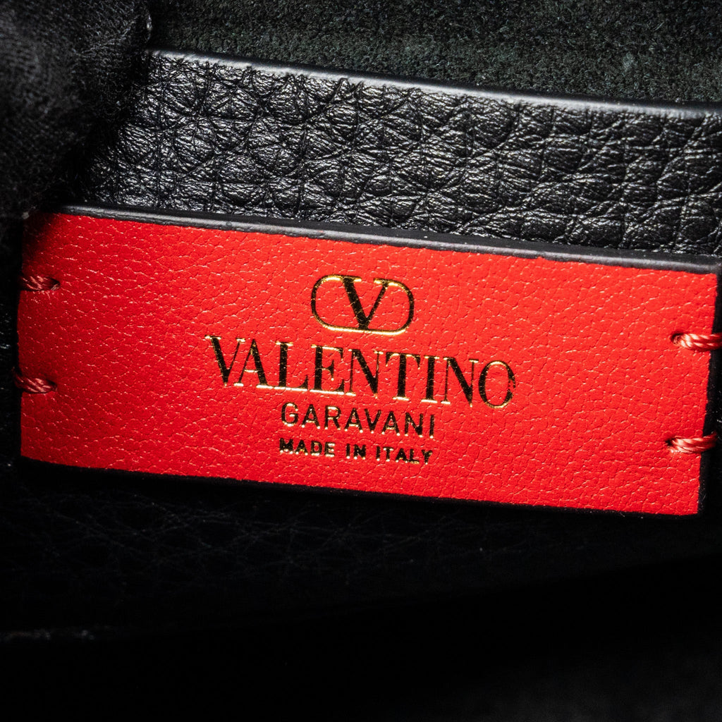VALENTINO ROCKSTUD SMALL TOP HANDLE SHOULDER BAG CALFSKIN BLACK LGHW
