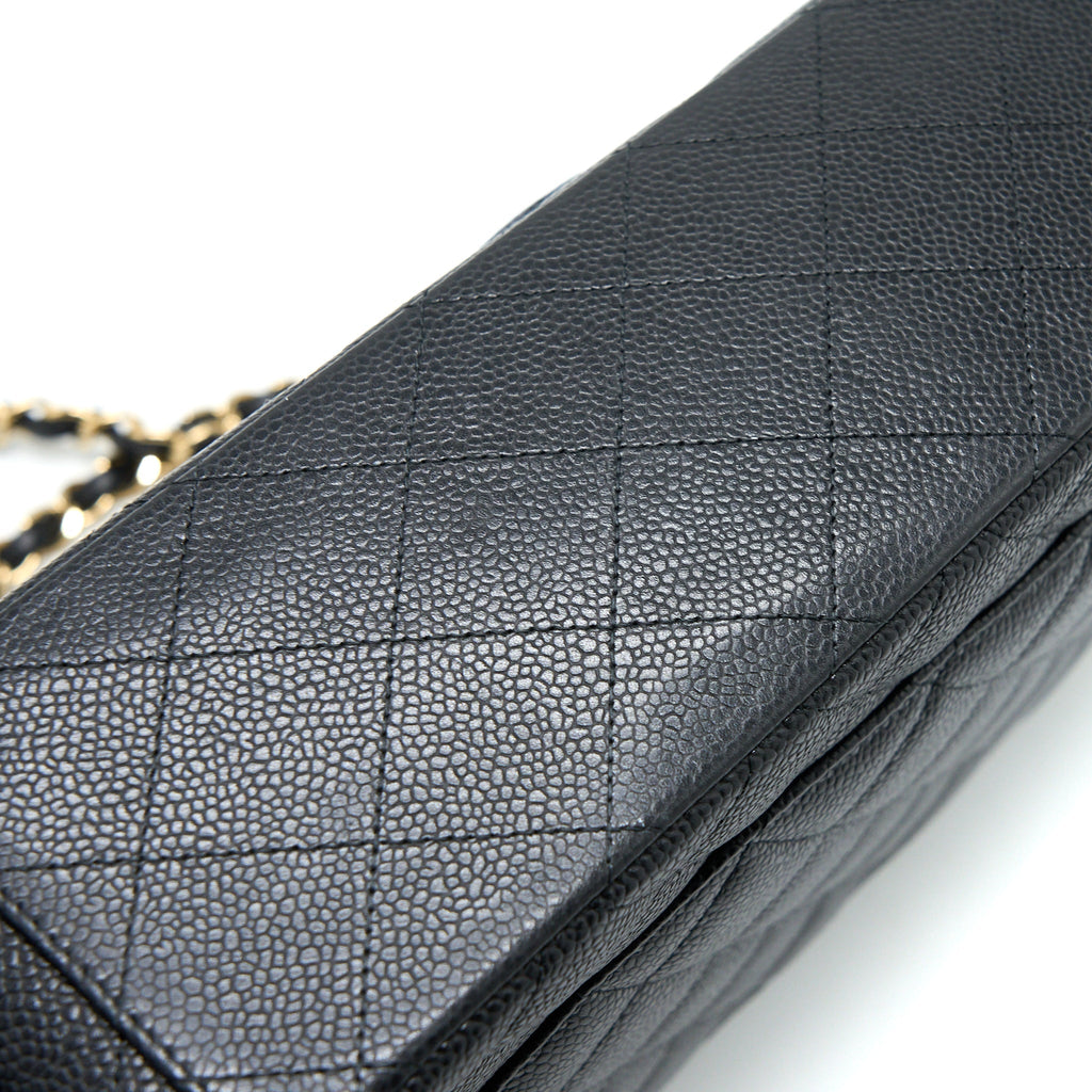 CHANEL MAXI CLASSIC DOUBLE FLAP BAG CAVIAR BLACK GHW