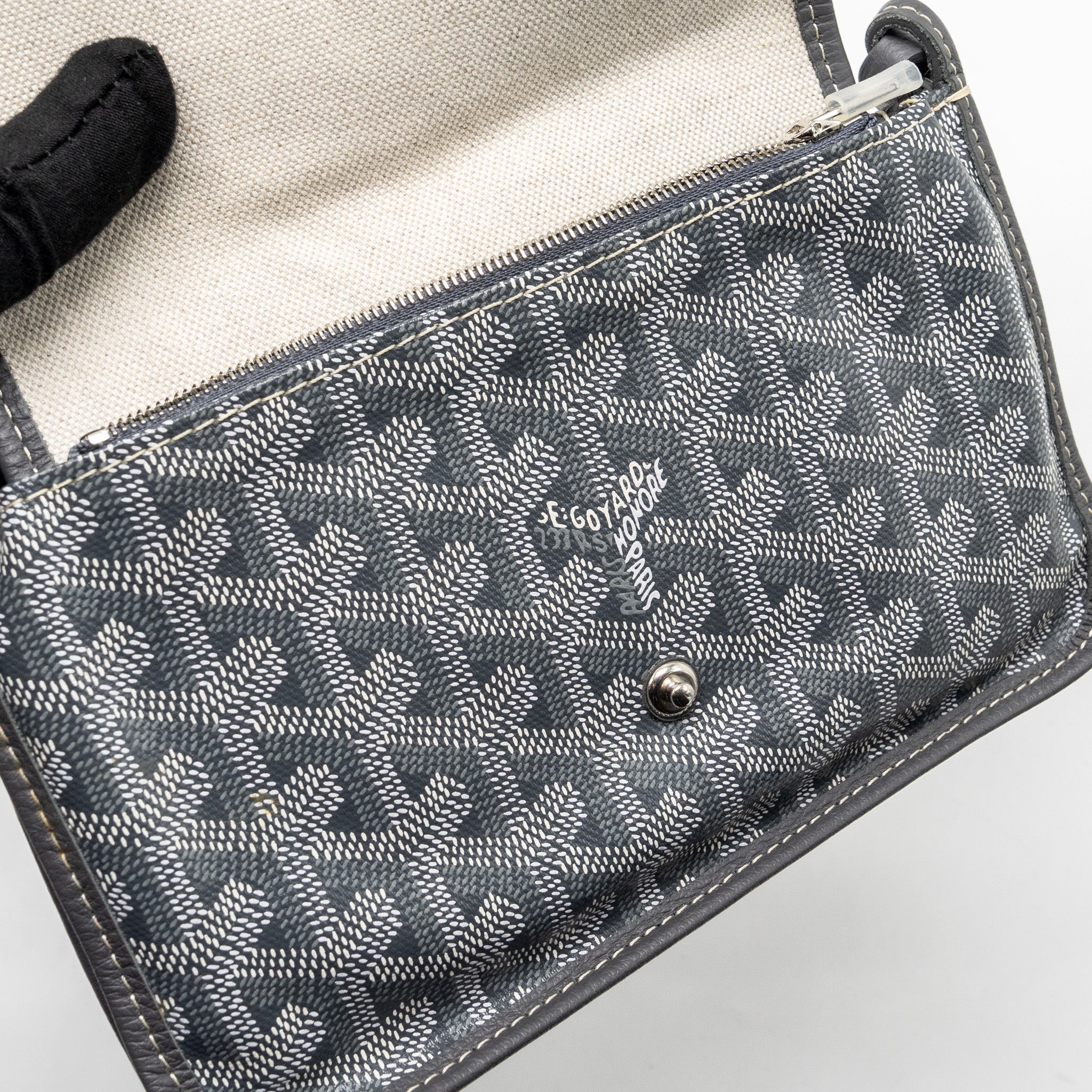GOYARD PORTEFEUILLE POCHETTE PLUMET GOYARDINE CANVAS / LEATHER GREY SHW