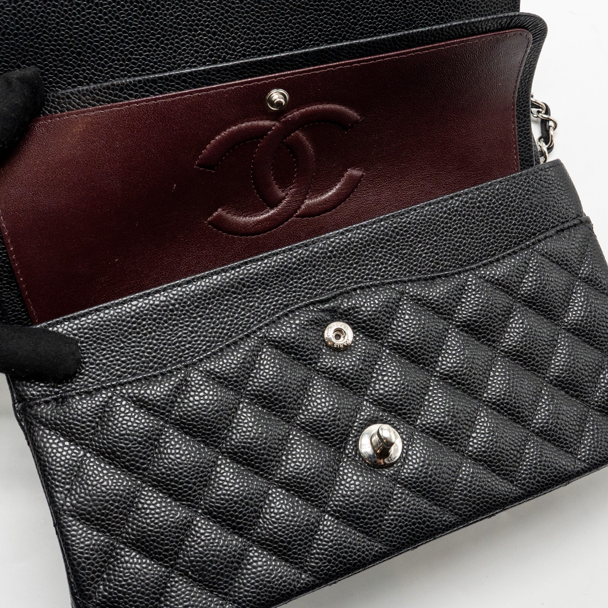 CHANEL MEDIUM CLASSIC DOUBLE FLAP BAG CAVIAR BLACK SHW