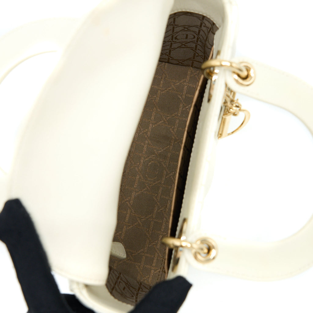 DIOR SMALL LADY DIOR LAMBSKIN WHITE LGHW