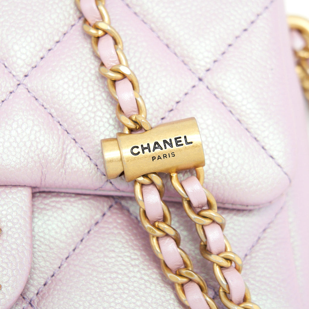 CHANEL 21K MY PERFECT MINI FLAP BAG CAVIAR PINK GHW (MICROCHIP)