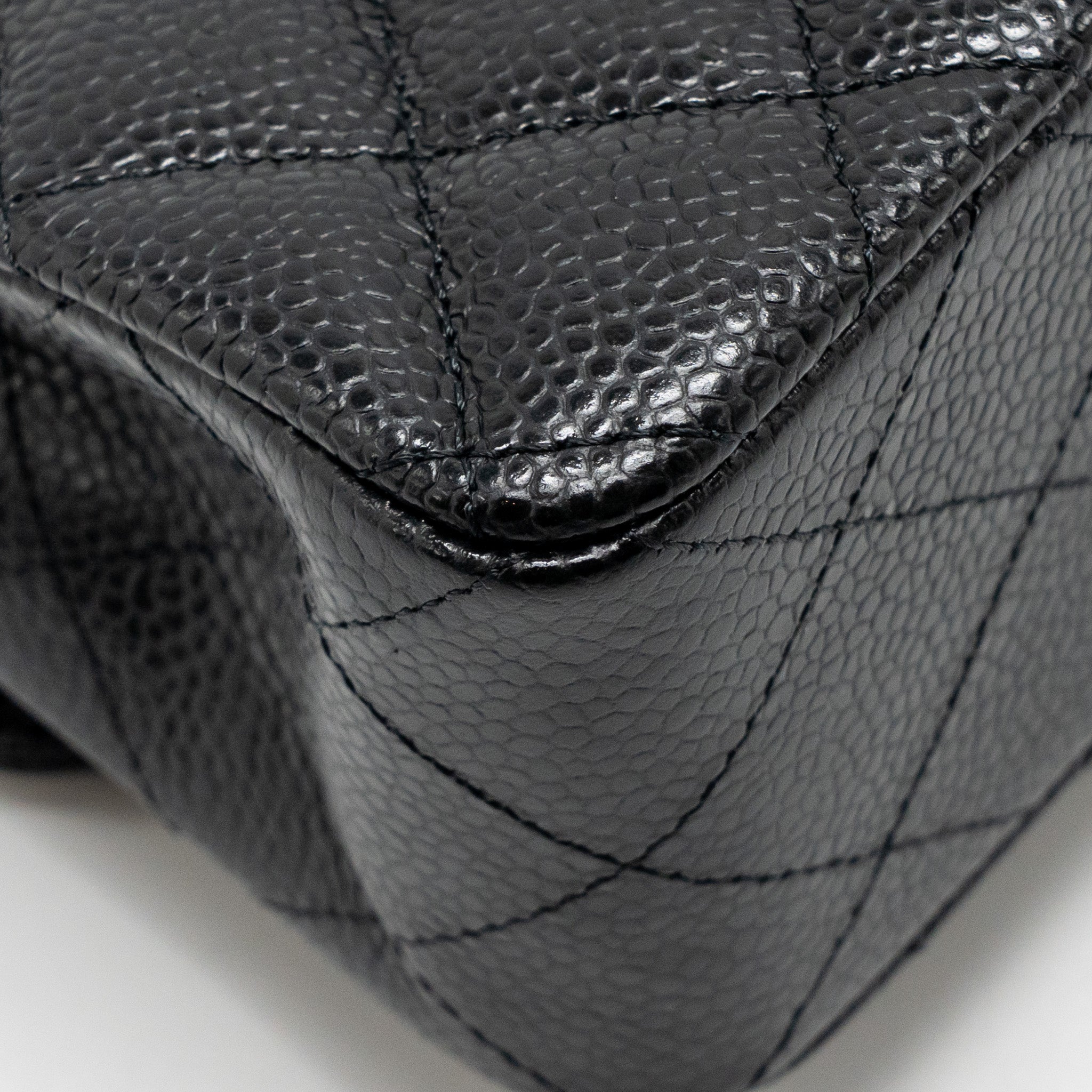 CHANEL SMALL CLASSIC DOUBLE FLAP BAG CAVIAR BLACK SHW