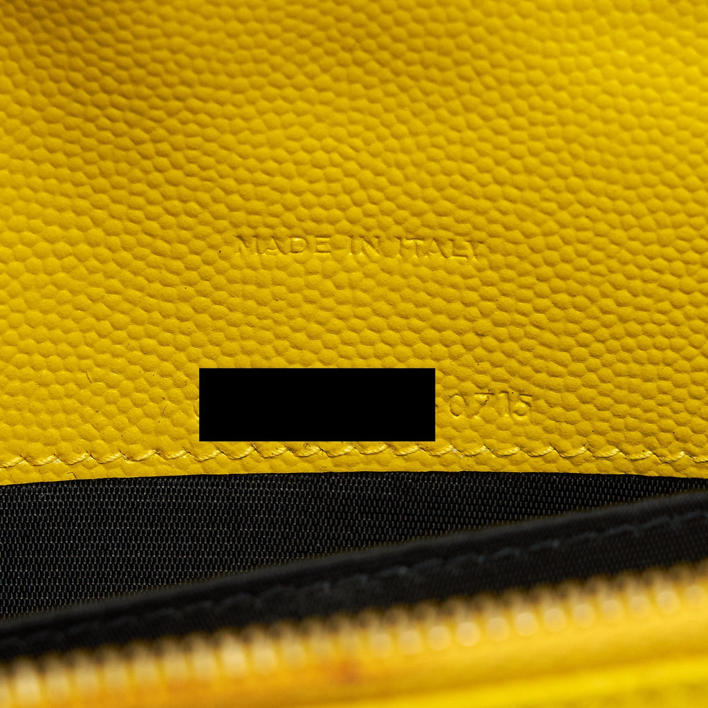 SAINT LAURENT /YSL ENVELOPE WALLET ON CHAIN GRAINED CALFSKIN YELLOW GHW