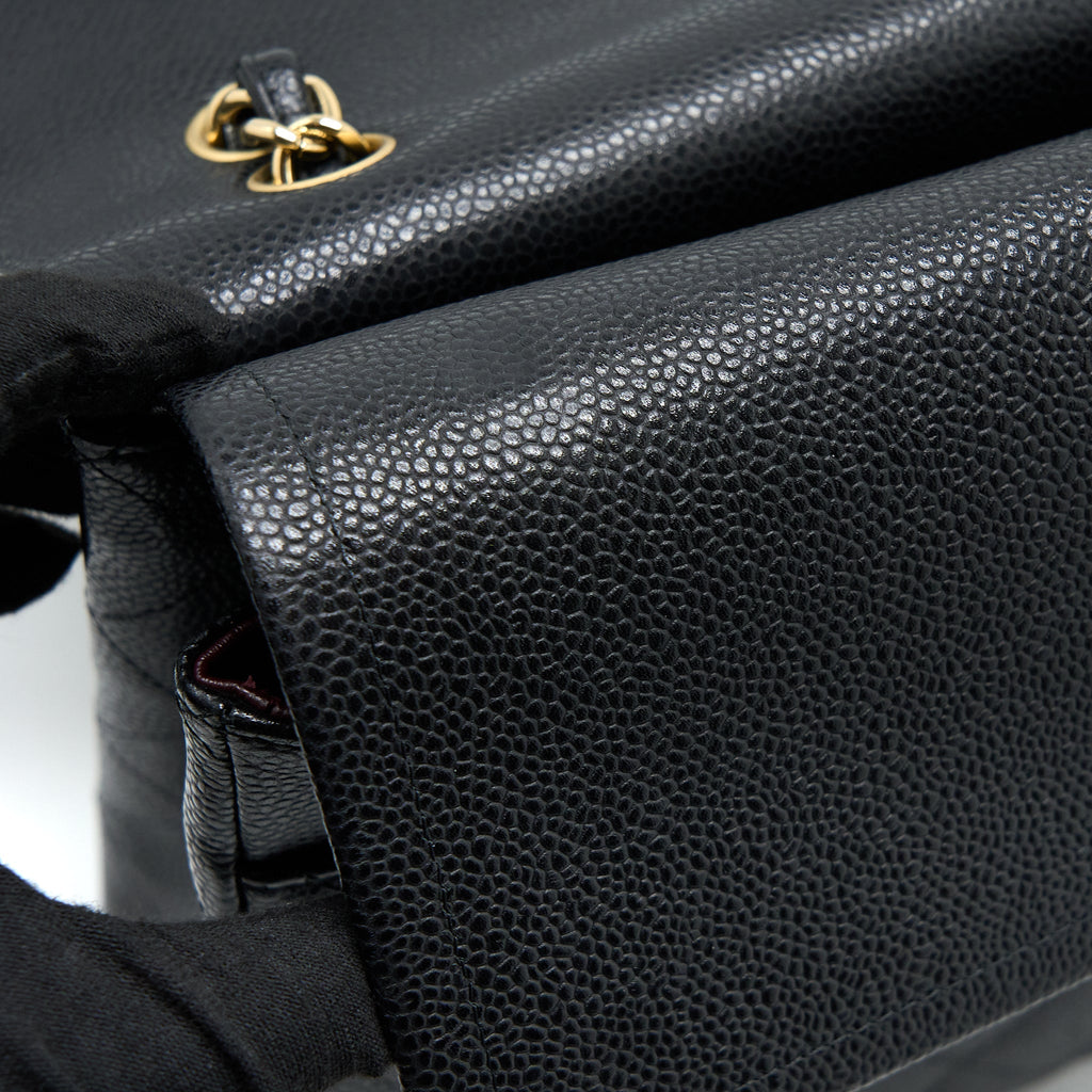 CHANEL MAXI CLASSIC DOUBLE FLAP BAG CAVIAR BLACK GHW