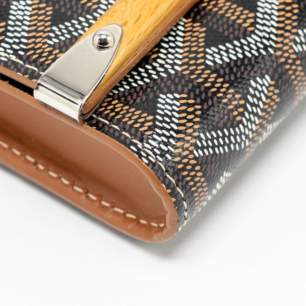 GOYARD MONTE CARLO MINI CASE WITH STRAP GOYARDINE CANVAS/LEATHER BLACK/BROWN SHW