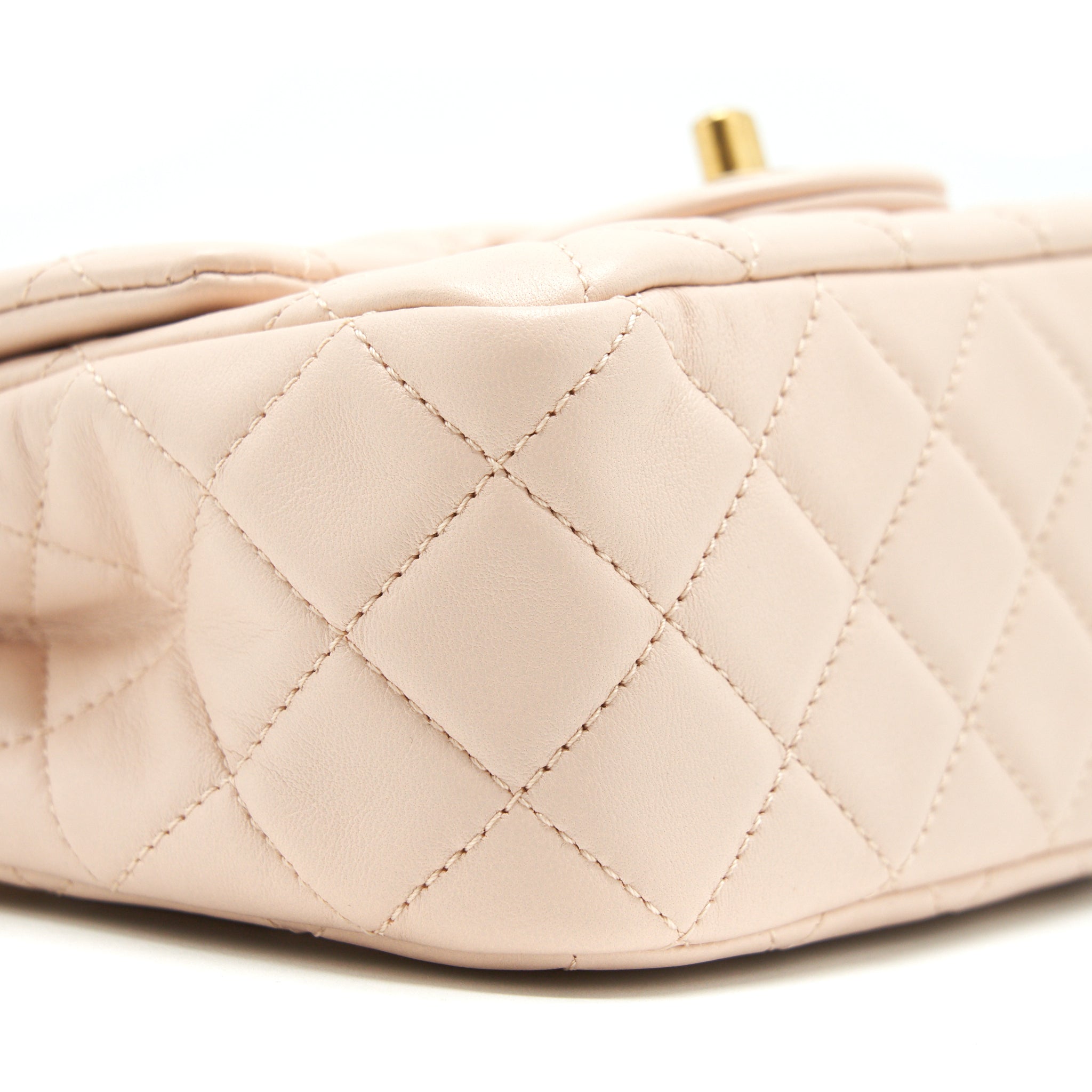 CHANEL 22C PEARL CRUSH MINI SQUARE FLAP BAG LAMBSKIN LIGHT PINK GHW (MICROCHIP)