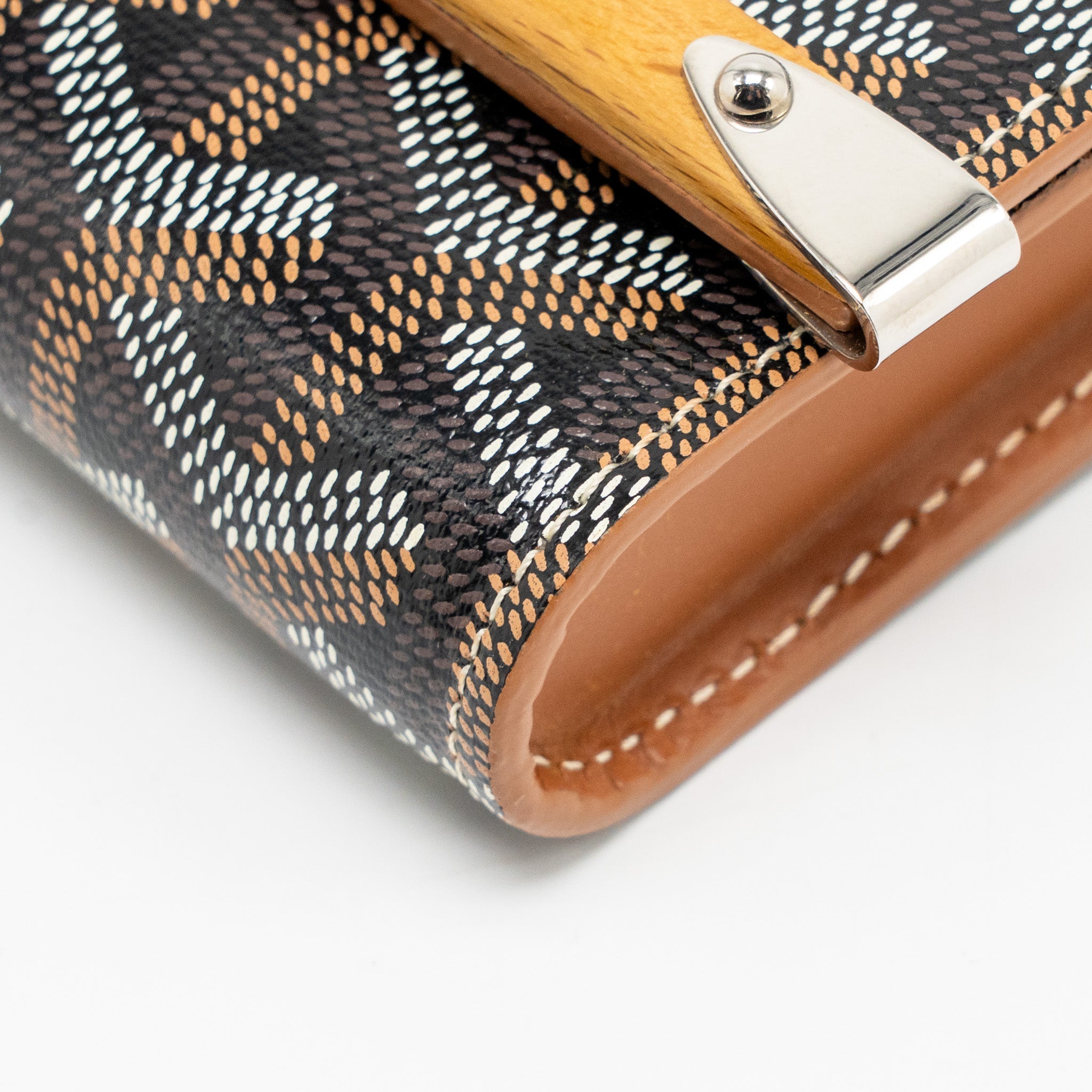 GOYARD MONTE CARLO MINI CASE WITH STRAP GOYARDINE CANVAS/LEATHER BLACK/BROWN SHW