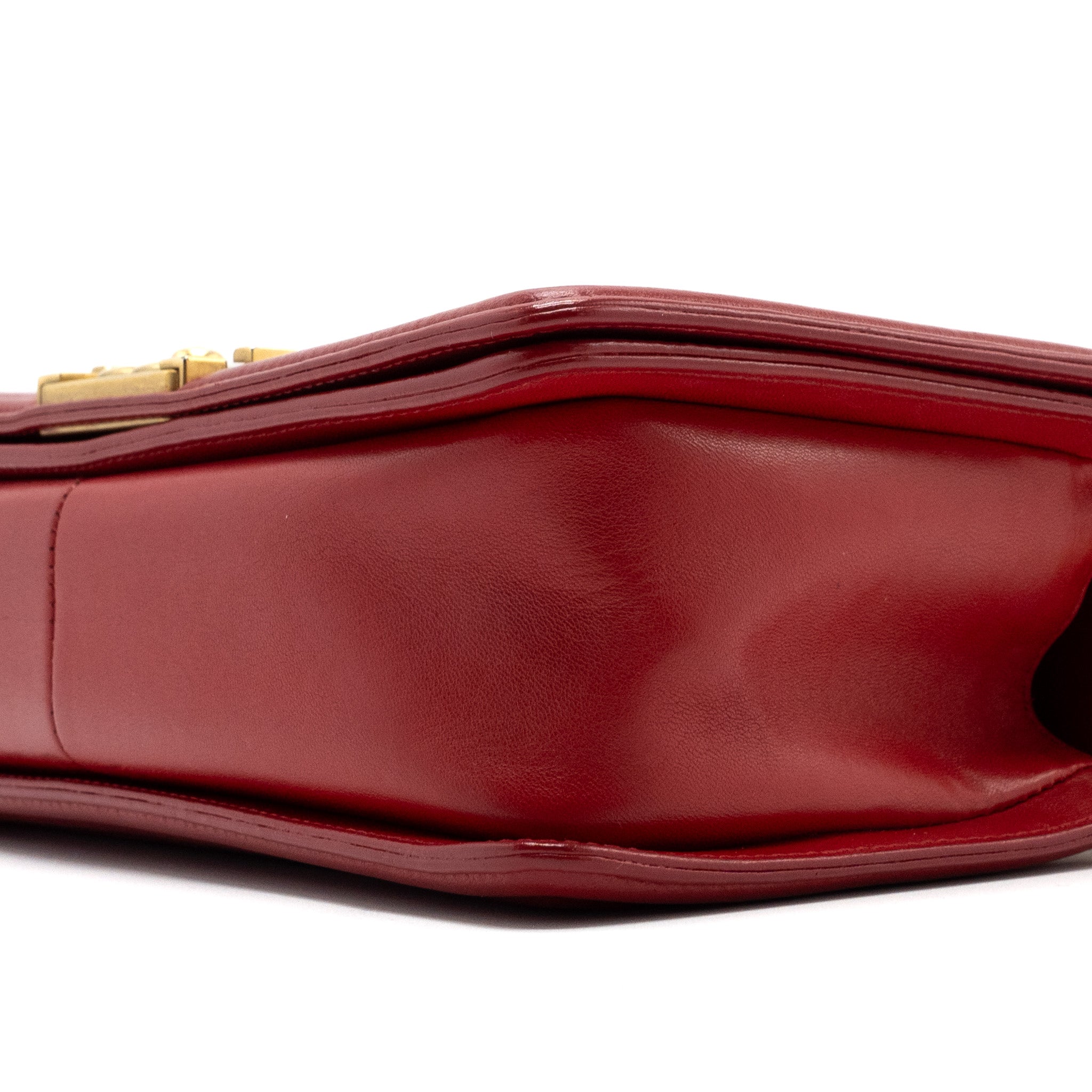 CHANEL MEDIUM BOY BAG LAMBSKIN RED BRUSHED GHW