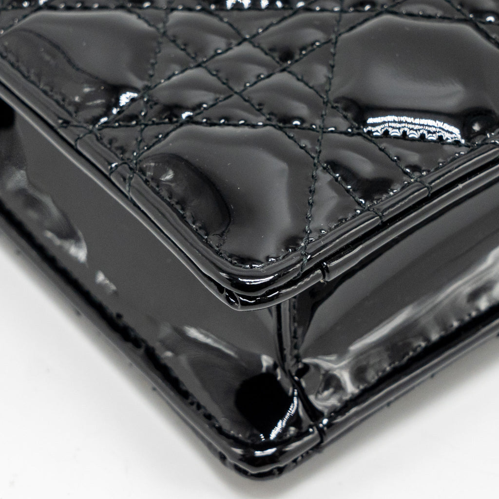 DIOR CARO POUCH WITH CHAIN PATENT CALFSKIN BLACK GHW