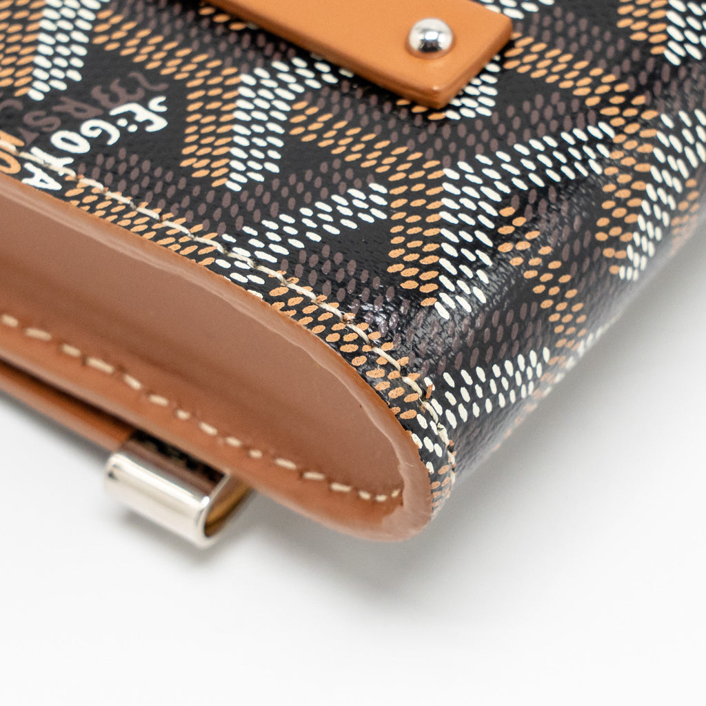 GOYARD MONTE CARLO MINI CASE WITH STRAP GOYARDINE CANVAS/LEATHER BLACK/BROWN SHW