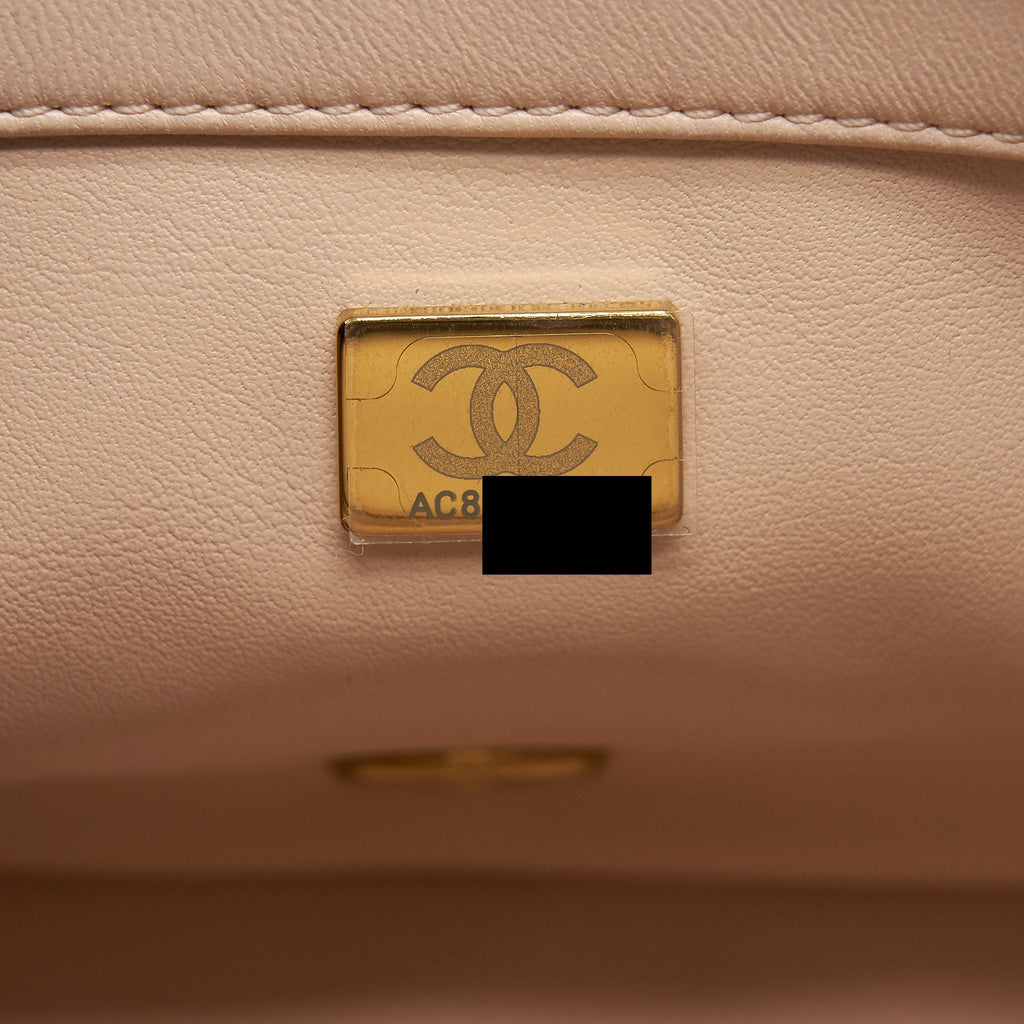 CHANEL 22C PEARL CRUSH MINI SQUARE FLAP BAG LAMBSKIN LIGHT PINK GHW (MICROCHIP)
