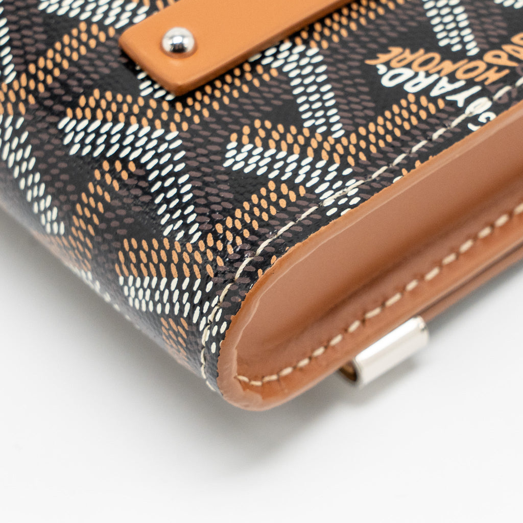 GOYARD MONTE CARLO MINI CASE WITH STRAP GOYARDINE CANVAS/LEATHER BLACK/BROWN SHW