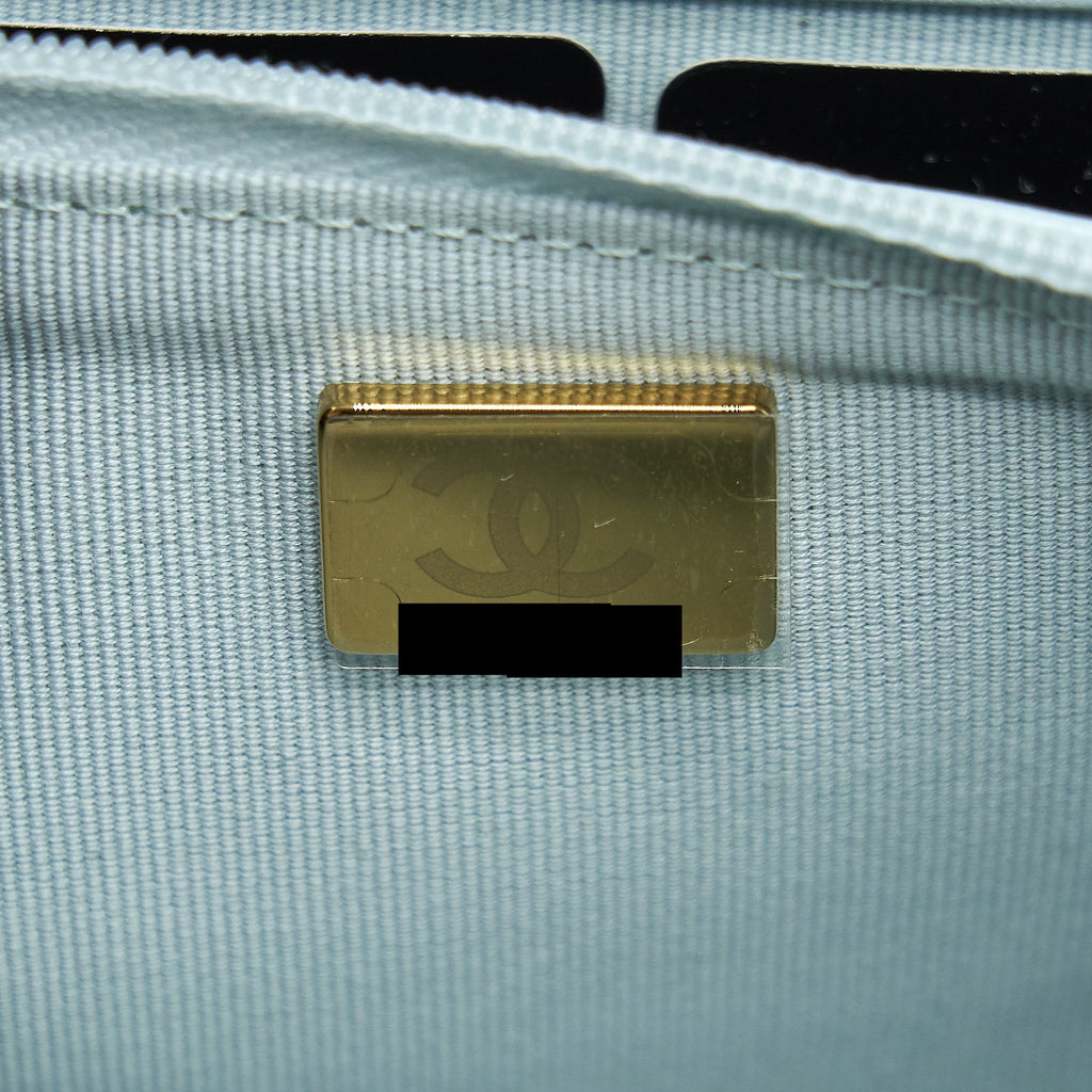 CHANEL RIBBON WALLET ON CHAIN LAMBSKIN LIGHT BLUE LGHW